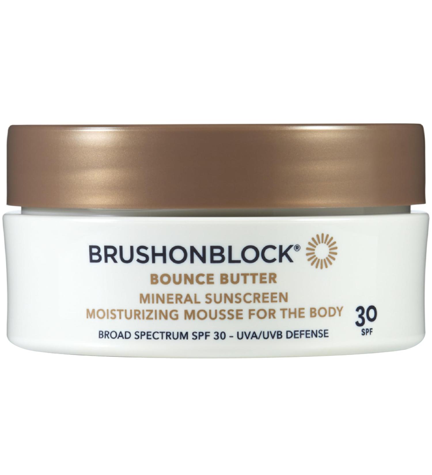 Buy Brush On Block Bounce Butter SPF 30 - Mineral Sunscreen Mousse Moisturizing Body Lotion UVA/UVB Protection Fragrance-Free Blurs Imperfections - International Shipping Available - Buy Online on GoSupps.com