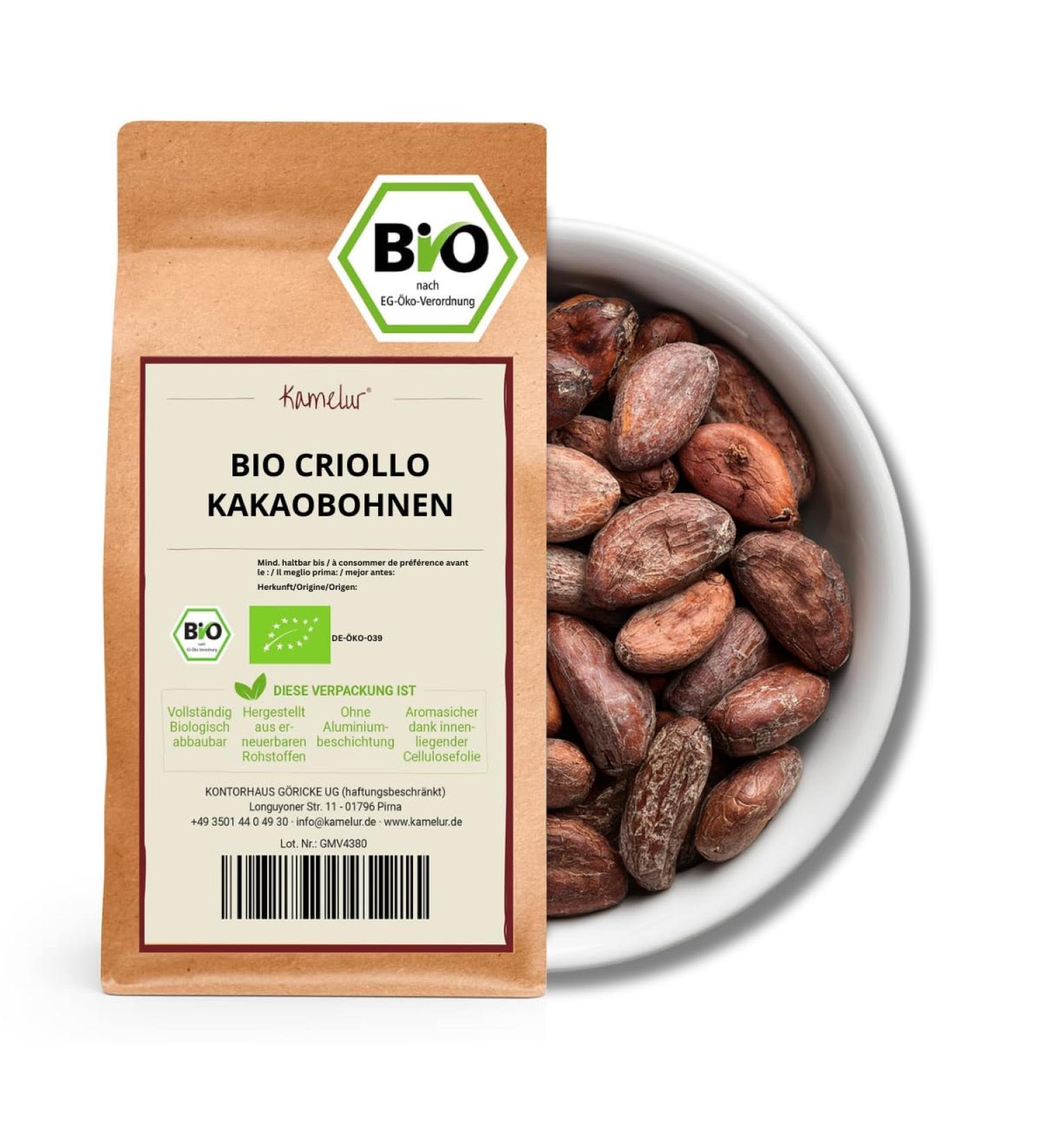 500 g Criollo ORGANIC cocoa beans raw food whole cocoa beans unroasted vegan and without additives - eco-friendly packa - Buy Online on GoSupps.com