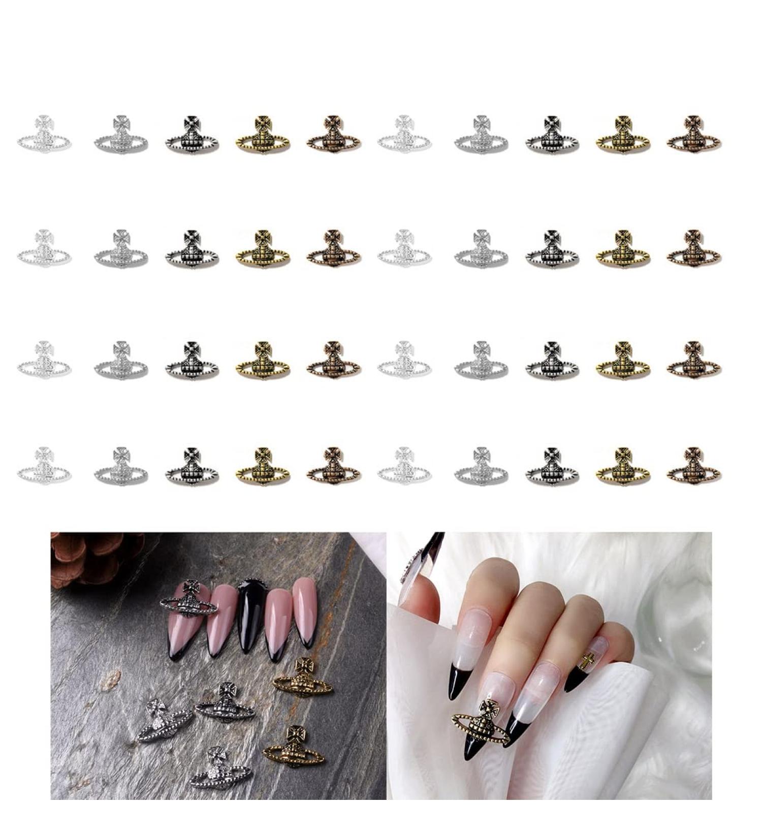 Y2K Saturn Nail Charms - 3D Rhinestone Gems for Nail Art & Jewelry - 40pcs - Buy Online on GoSupps.com