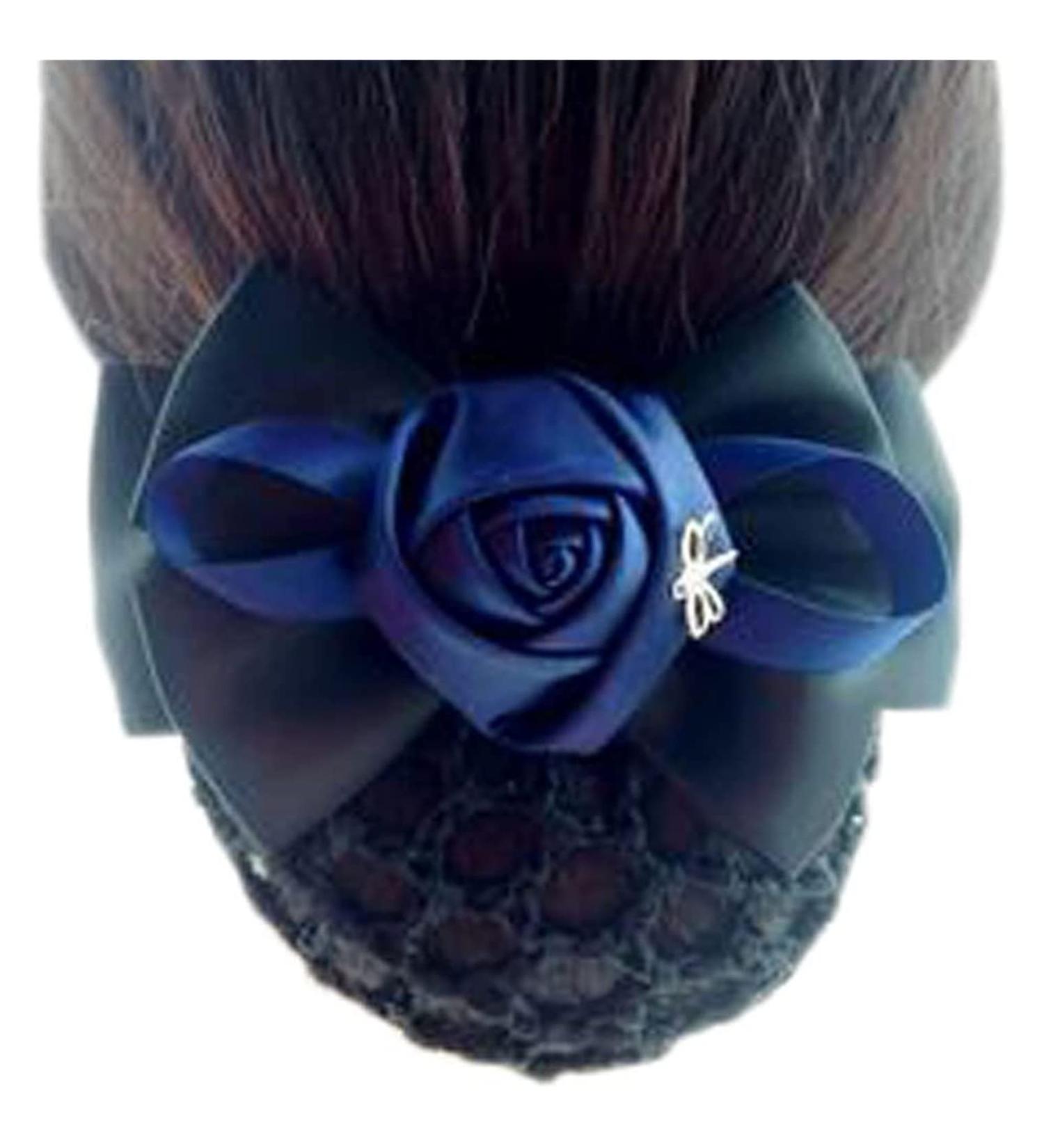 hairnets for bun hair net snoods Net hairpin hairpin hair net women's elastic bun cover flower hair ring net hairpin blue