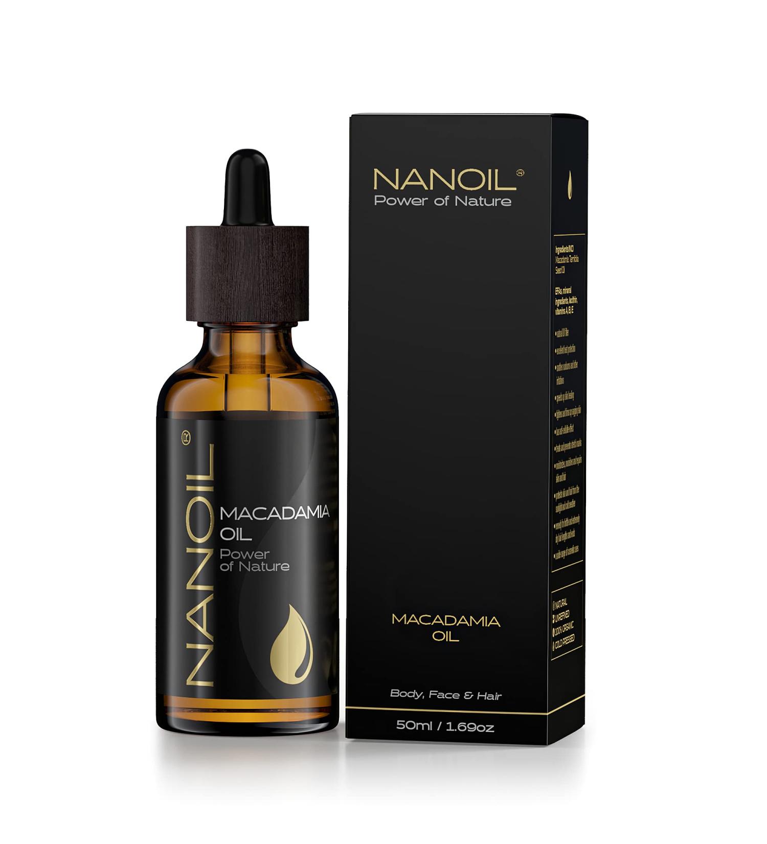Buy 50ml Pure Cold-Pressed Macadamia Oil | Natural Organic Care for Hair Body & Face - International Shipping - Buy Online on GoSupps.com
