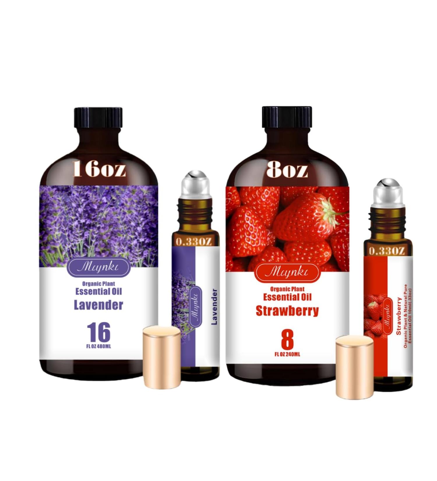 Lavender Essential Oil & Strawberry Fragrance Oil Set 16oz & 8oz Natural Scent for Diffusers Candles Soap Making Aromatherapy Relaxing & Sweet Gift for Home Bath Massage - Buy Online on GoSupps.com