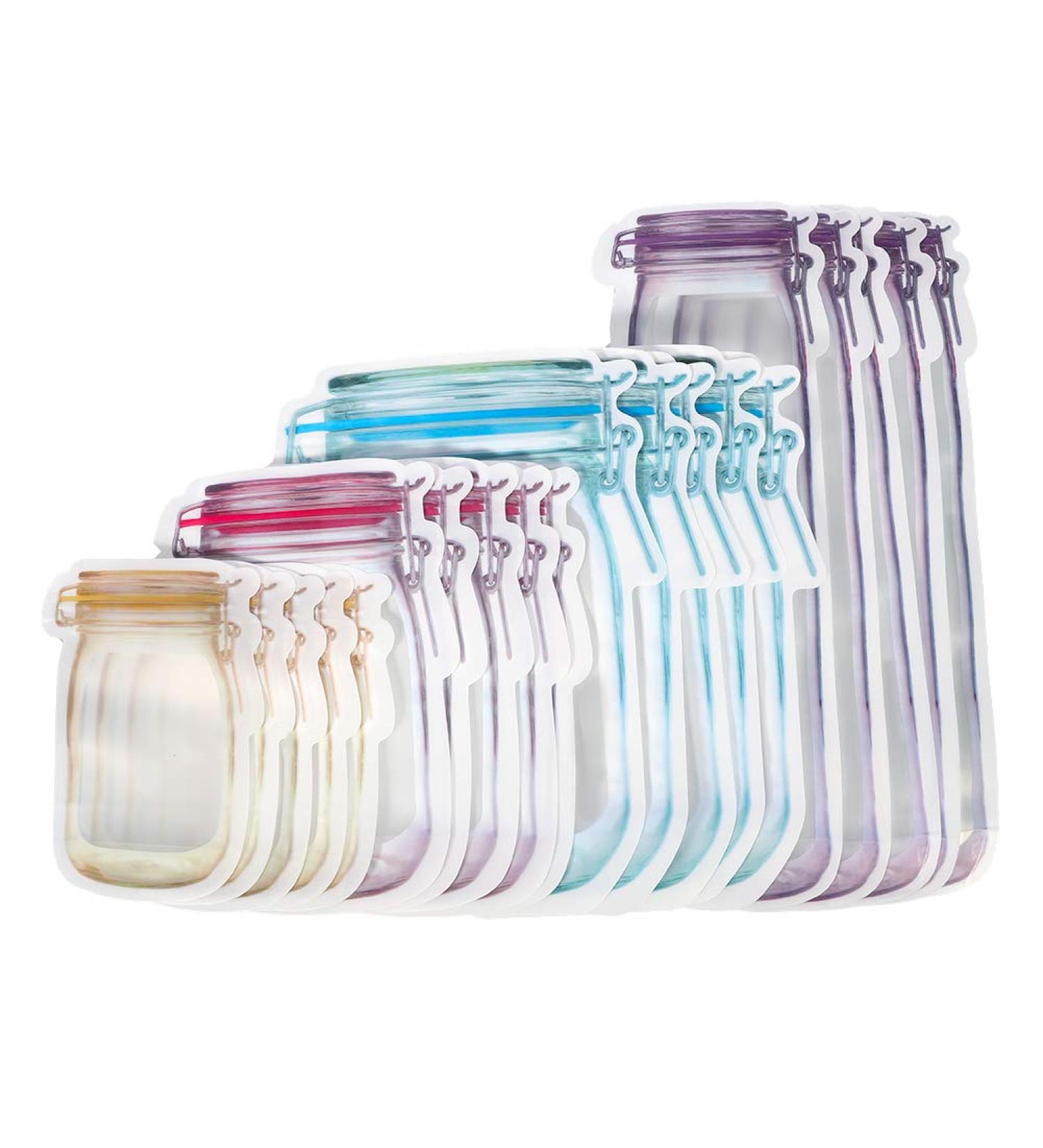 BKpearl 40 Pcs Mason Jar Bottles Bags Portable Food Storage Bag Snack Ziplock Bags Reusable Airtight Seal Storage Bags Leakproof Food Saver Bags for Travel Camping Picnic - Buy Online on GoSupps.com