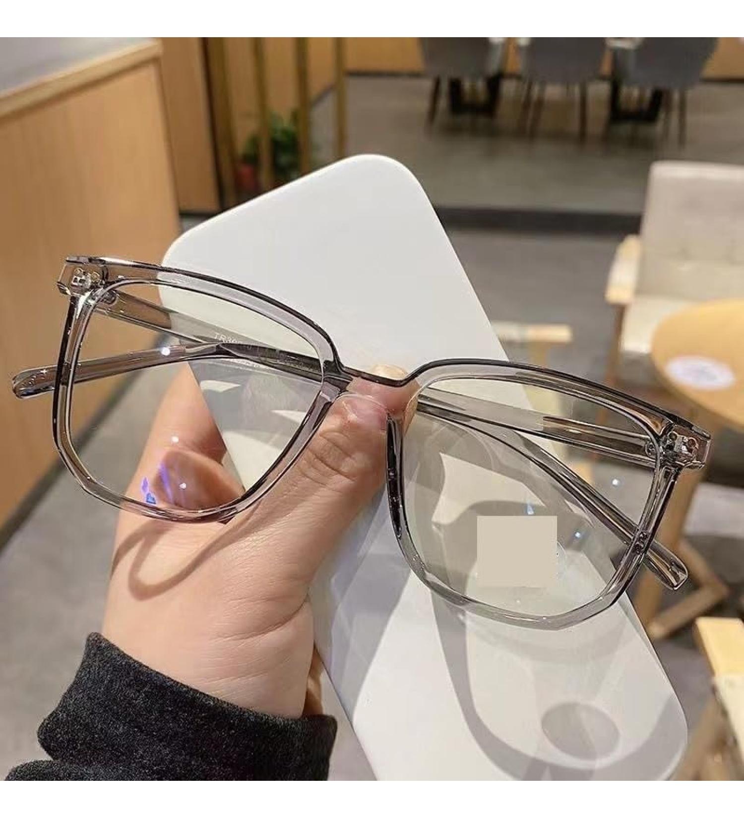 Parwana trendy anti-blue light computer reading glasses anti-eye reading glasses oversized flat light mirror glasses (color: C3 size: +250) +250 C3