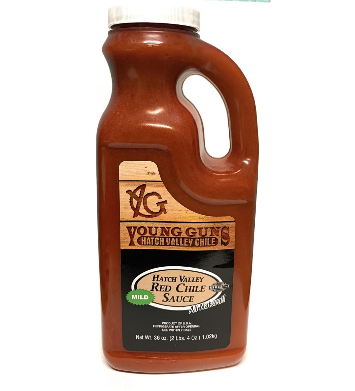 Young Guns Hatch Valley Red Chile Sauce (Mild) 36 oz - Authentic New Mexican Flavor - Buy Online on GoSupps.com