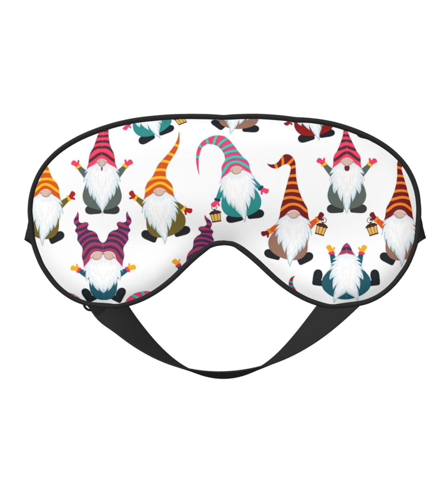 Xmas Funny Gnomes Print Soft Adjustable Sleep Eye Mask - Blackout Silk Blindfold for Men & Women | Perfect Holiday Gift - Buy Online on GoSupps.com