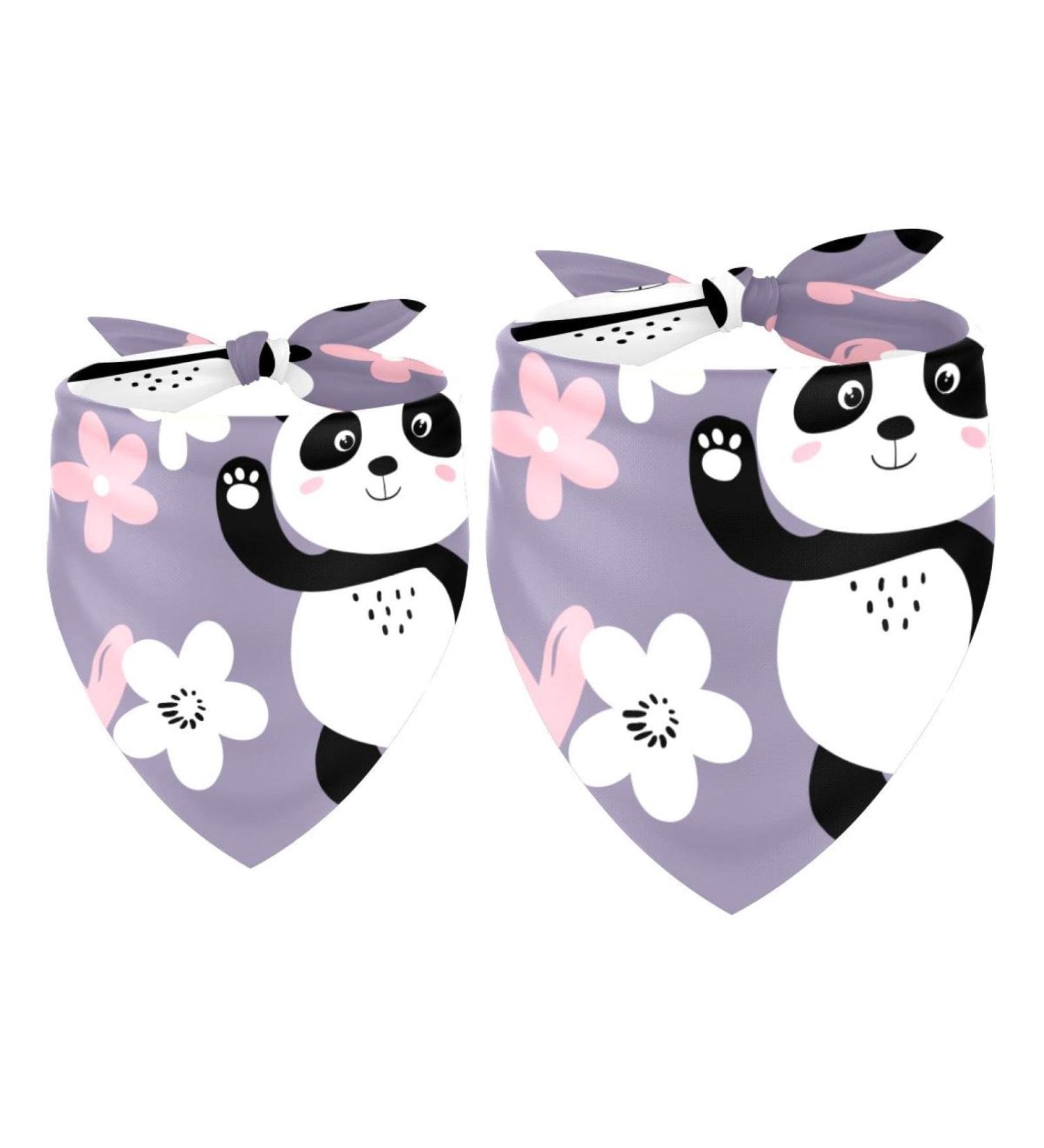 Shop Cute Panda Dog Hollow Cloth - Triangular Bibs for Small to Large Pets | Multi-Colored 2-Pack - Buy Online on GoSupps.com