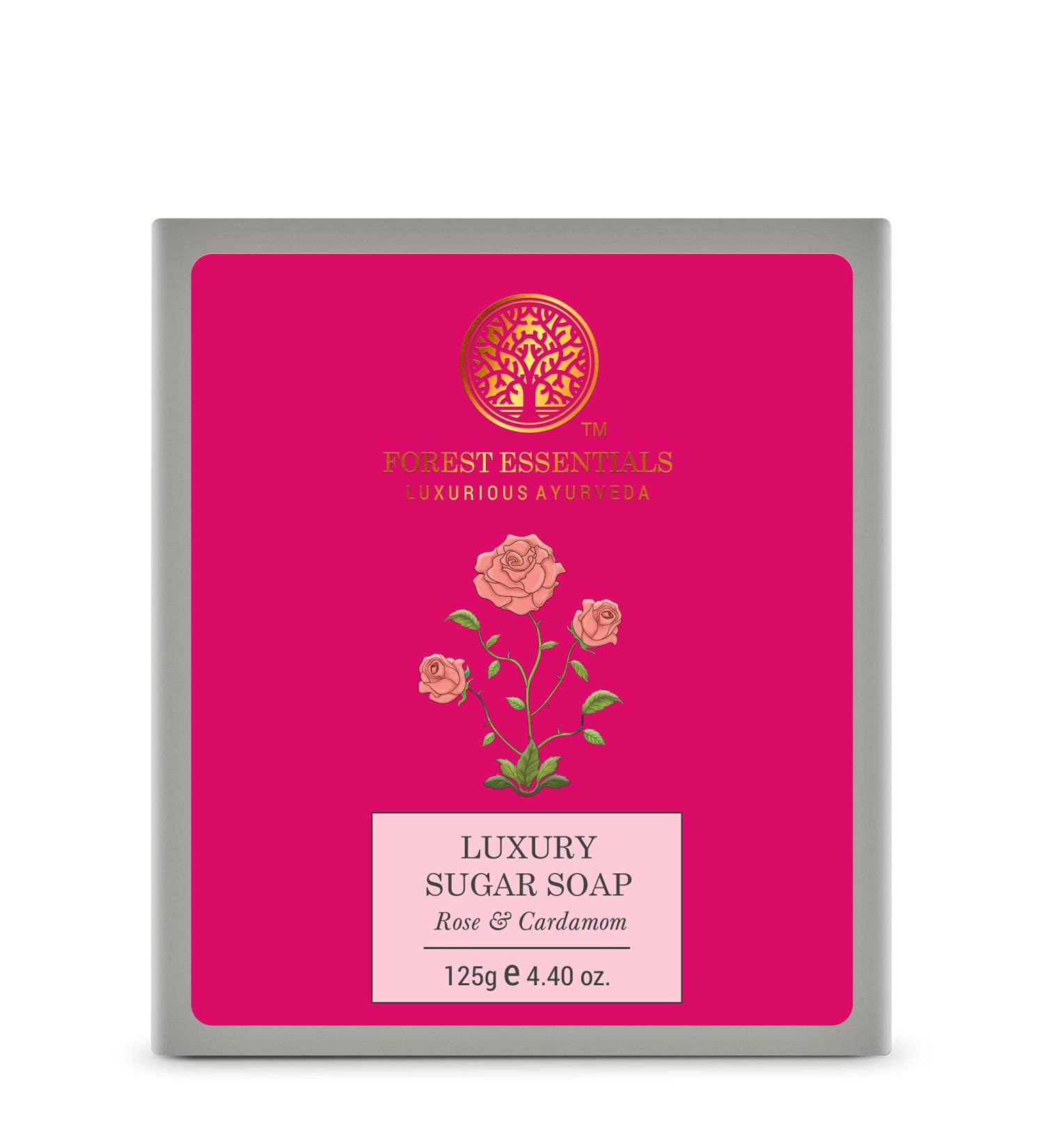 Buy Forest Essentials Luxury Sugar Soap - Rose & Cardamom | 125g | Premium Natural Skin Care - International Shipping Available - Buy Online on GoSupps.com