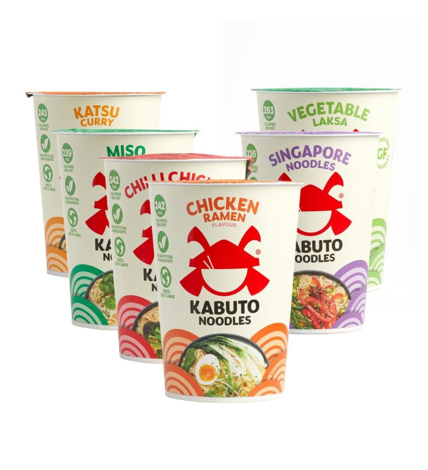 Kabuto Noodles | Mixed Flavours Pack Instant Noodles | Pack of 6 x 85g Instant Pots
