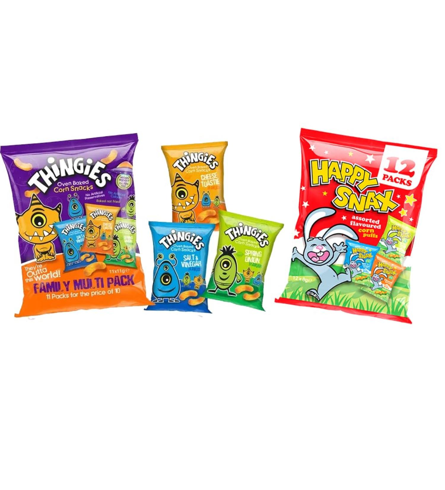 Happy Snax Thingies Family Multipack Chips Bags - 2 x Mixed Corn Snacks Chips Bags - Buy Online on GoSupps.com