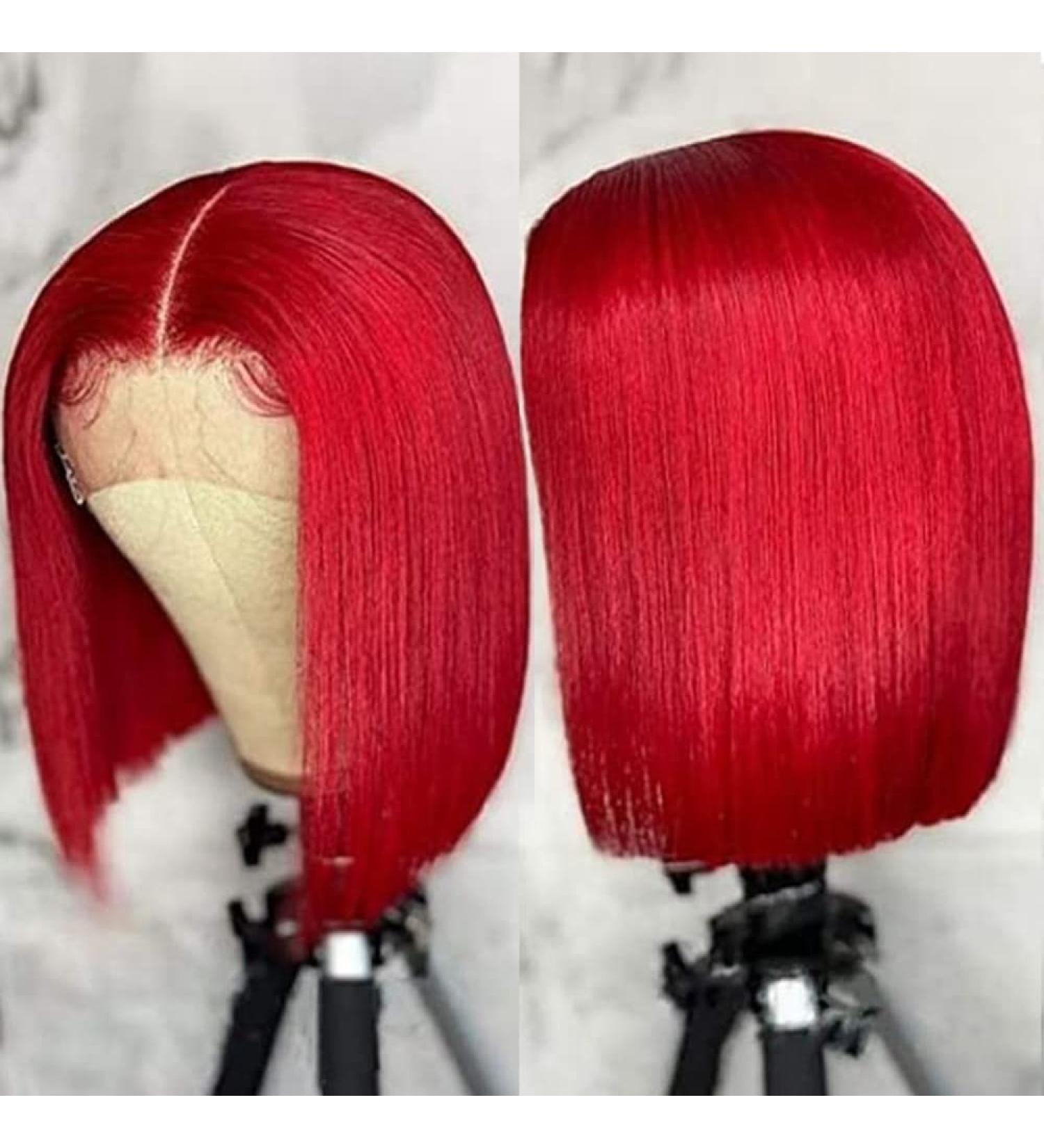 10 HD Transparent Red Bob Lace Front Wig | Pre Plucked & Natural Hairline | 100% Unprocessed Human Virgin Hair | Glueless Red Bob Wig for Black Women - Buy Online on GoSupps.com