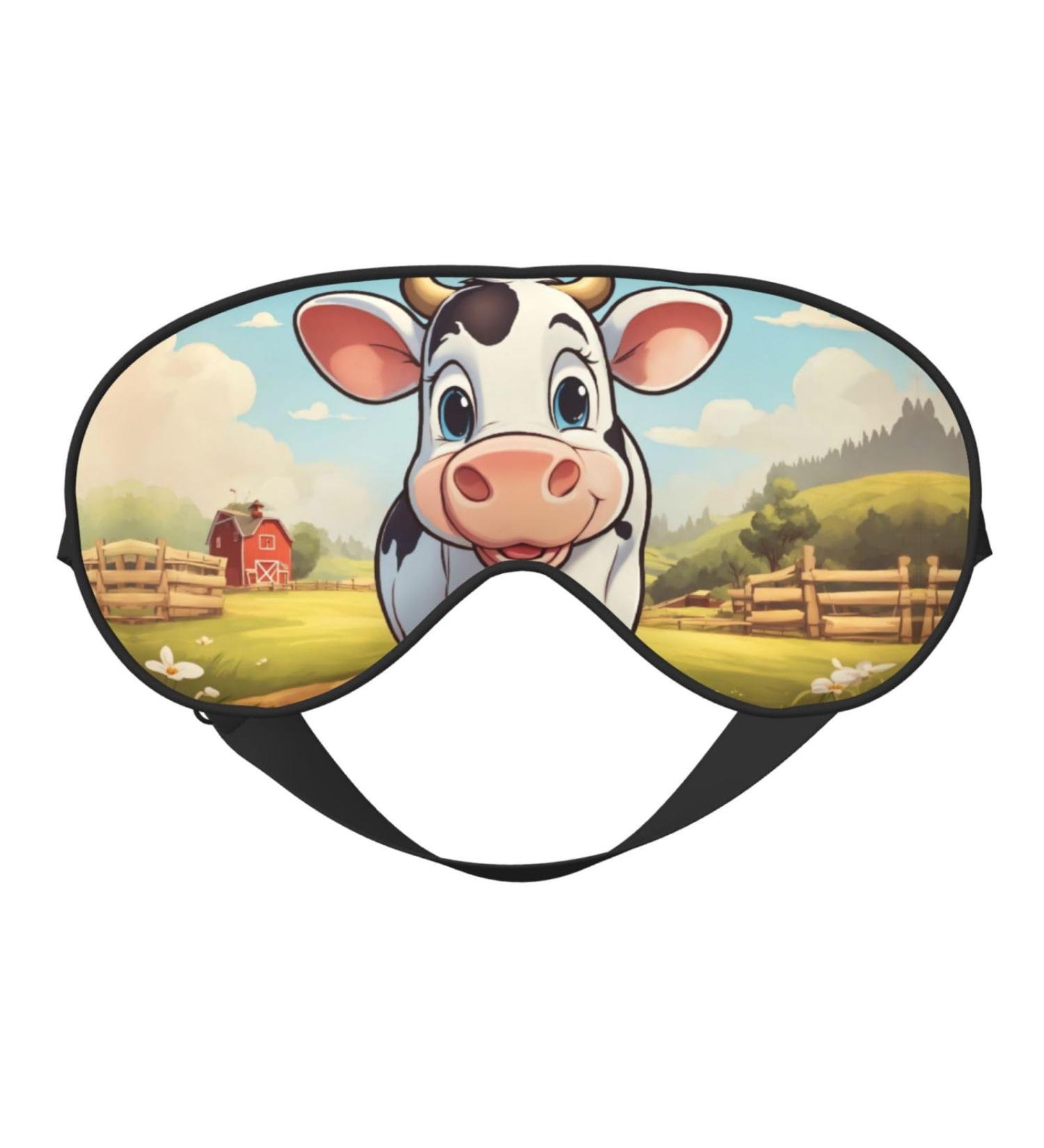 Cartoon Milk Cow Print Unisex Sleep Mask | Double-Sided Eye Mask for Sound Sleep & Skin Care - Buy Online on GoSupps.com