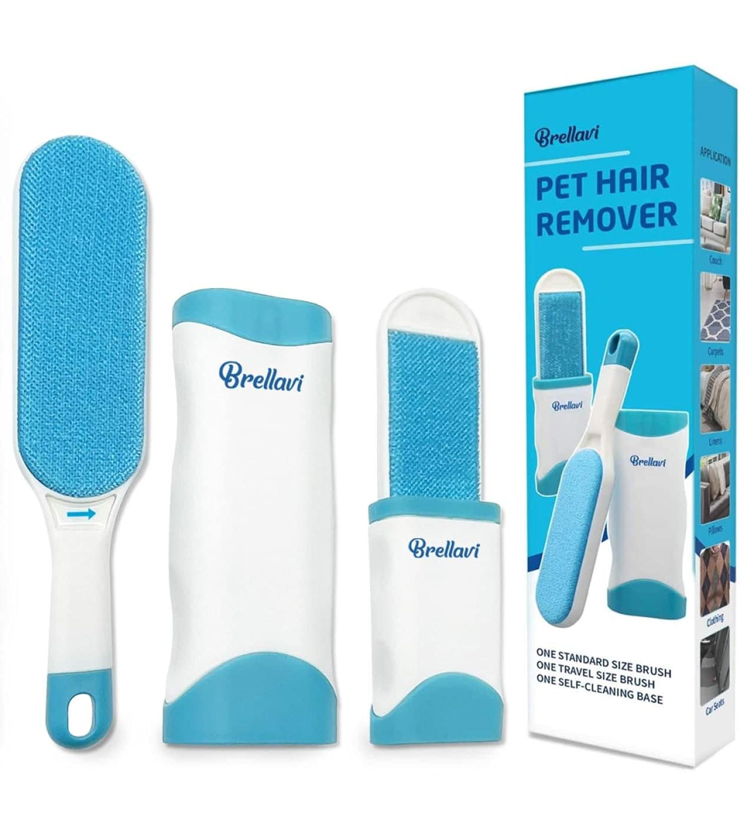 Pet Hair Remover Brush - Effective Dog Hair Removal Tool for Clothes & Furniture - Blue - Buy Online on GoSupps.com