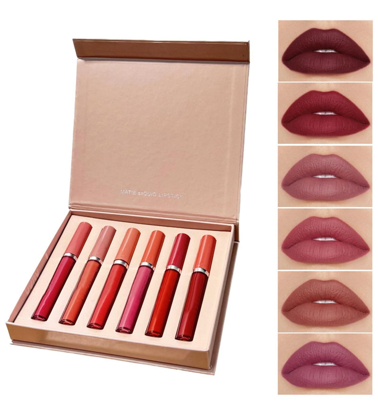 FRJINIE 6 Color Tube Velvet Lipstick Set - Long Lasting Waterproof & Moisturizing Matte Lip Gloss Makeup for Women (Set A) - Buy Online on GoSupps.com