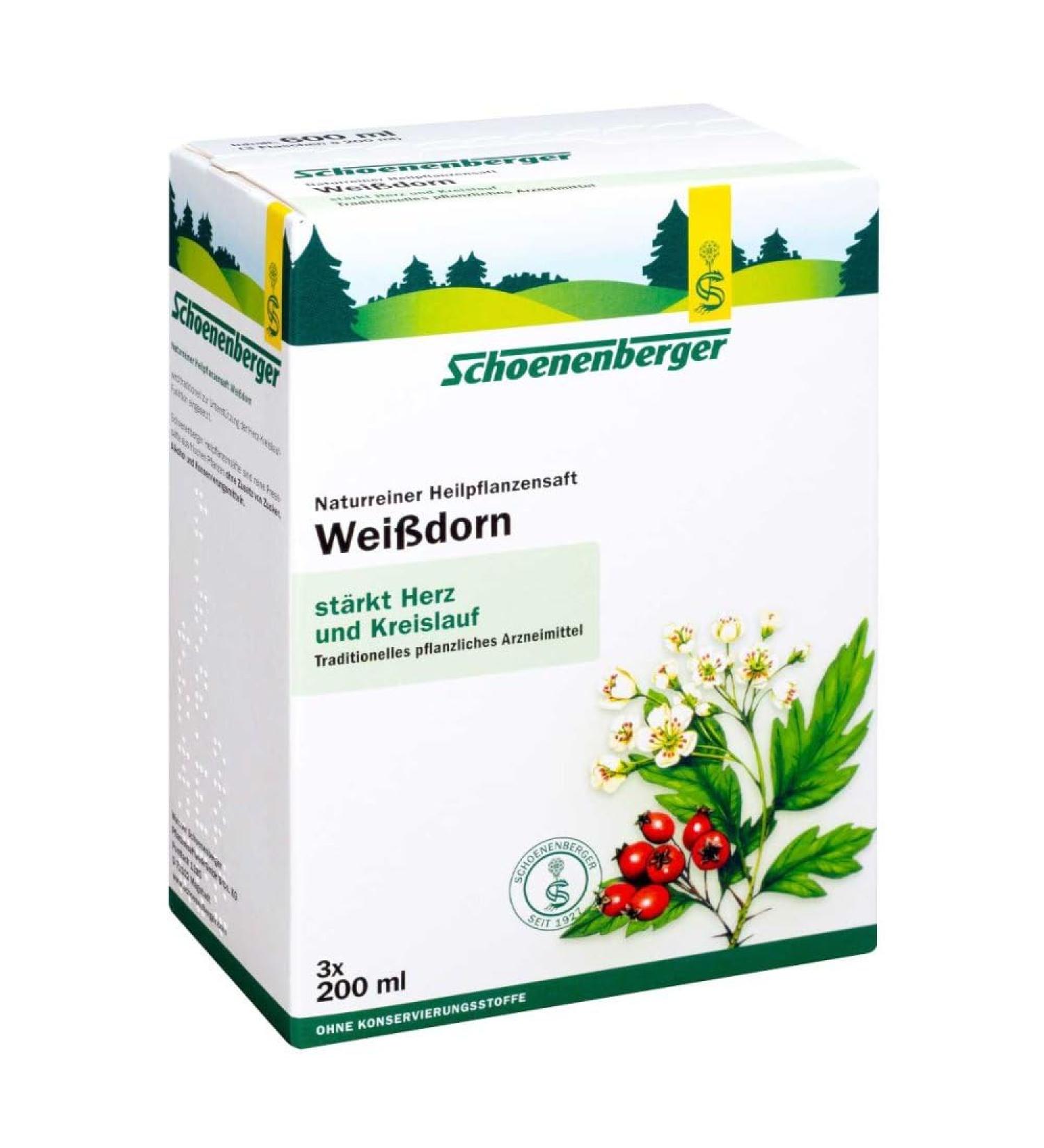 Schoenenberger Hawthorn Juice - Organic Medicinal Plant Juice 3x200 ml | International Shipping Available - Buy Online on GoSupps.com