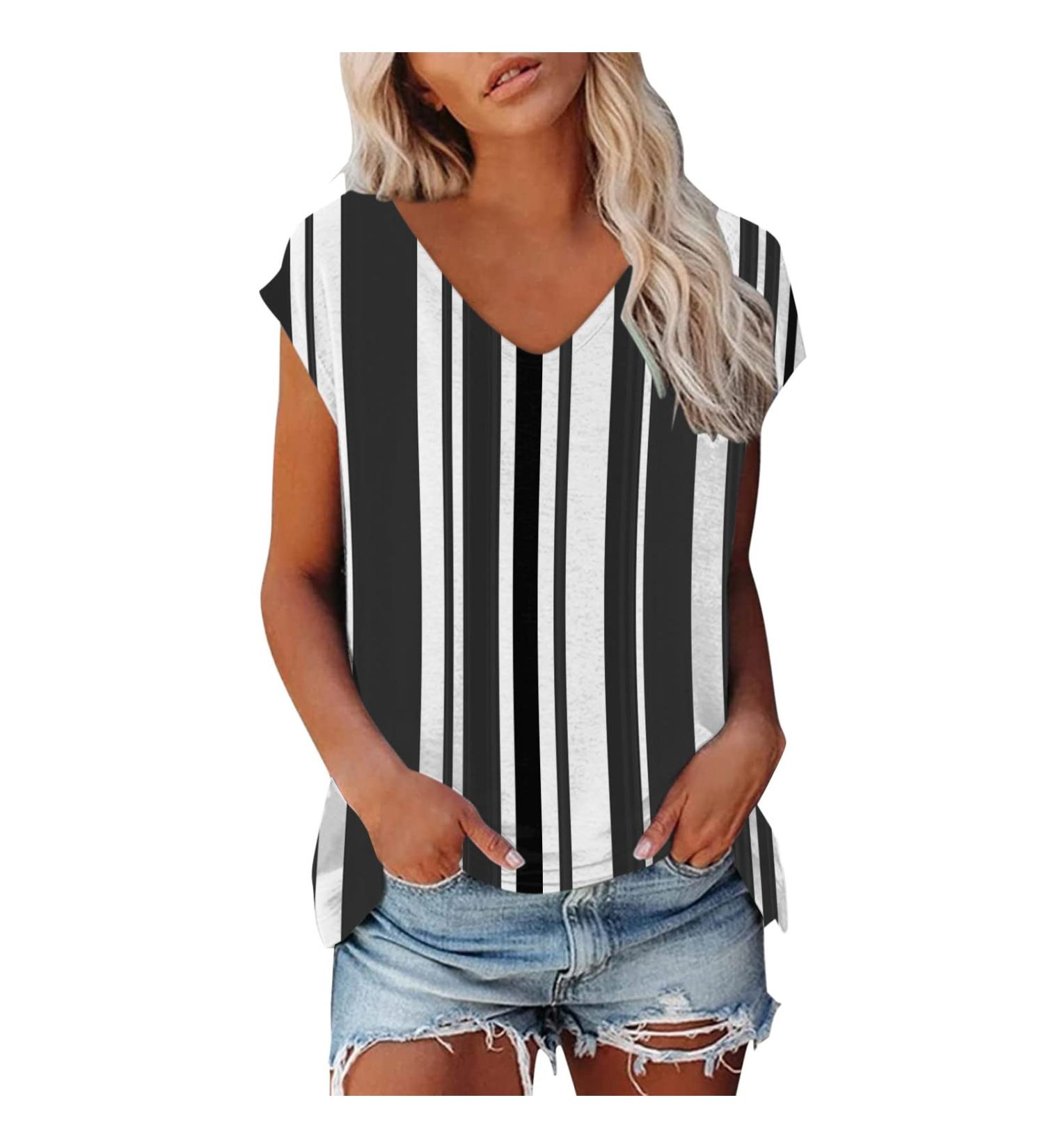 Short Sleeve T Shirts Clothing Woman T-Shirt Casual Black Clothing Top Women's Floral Pattern for Women Crop Tops Shirt Shirts Top Women's Summer Tank Top 2-black XXL - Buy Online on GoSupps.com