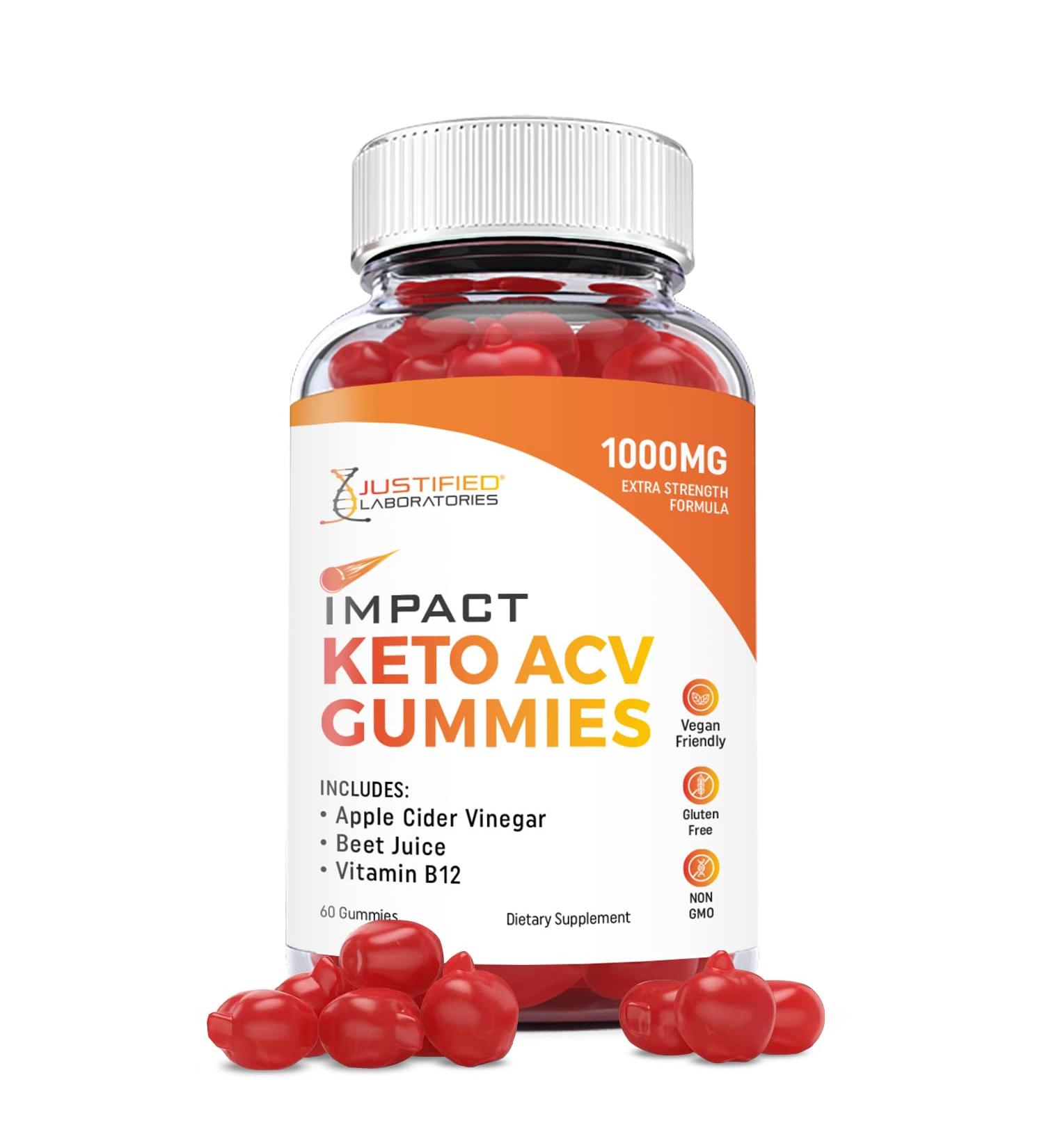 Justified Laboratories Impact Keto ACV Gummies 1000MG with Pomegranate Juice, Beet Root & B12 - 60 Gummies - Buy Online on GoSupps.com