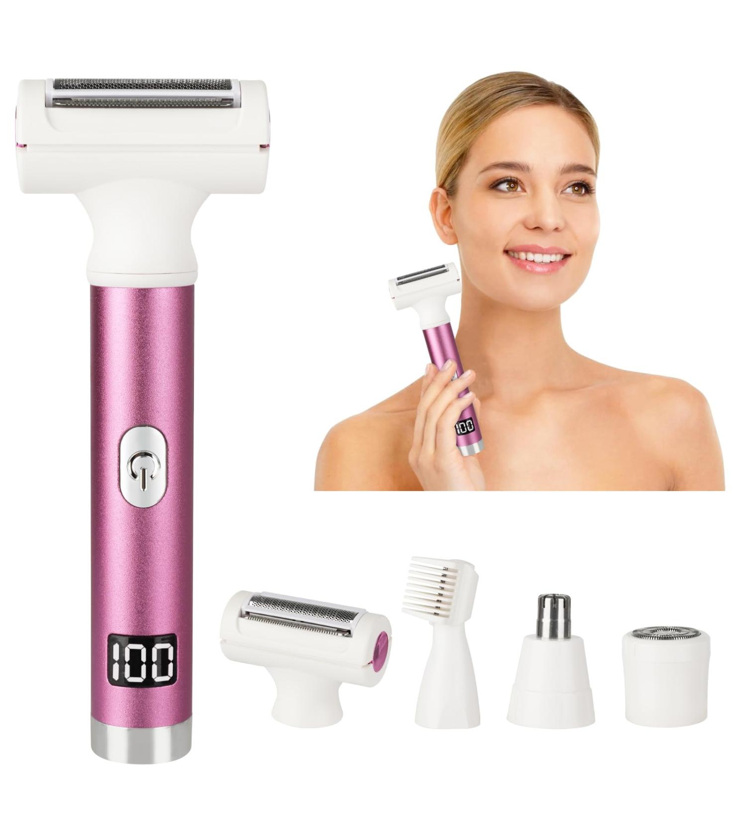 Beanify 2024 Led Display Electric Razor Beauty Women's Wet & Dry Electric Shaver Painless 4 in 1 Painless Body Razors Cordless 3-Blade Ladies Shaver for Legs Arm Underarms Bikini Purple Pink - Buy Online on GoSupps.com