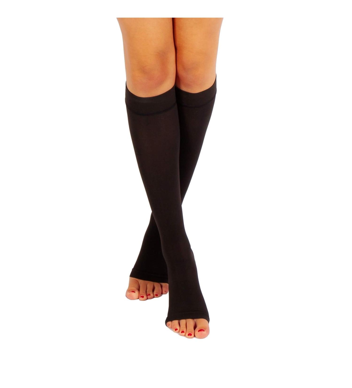 RIEMTEX Class 2 Compression Stockings - Open Lace Calves Thrombosis Socks for Men & Women - Black & Beige - Size 7 - Buy Online on GoSupps.com
