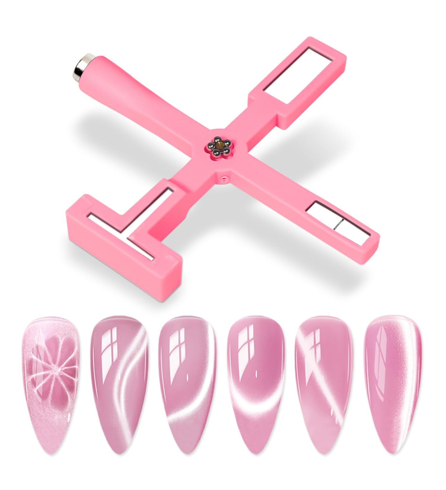 Nail Magnet Tool Set - 5 in 1 Multi-Function with Silicone Case | Magnetic Cat Eye Nail Polish Wand - Pink - Buy Online on GoSupps.com