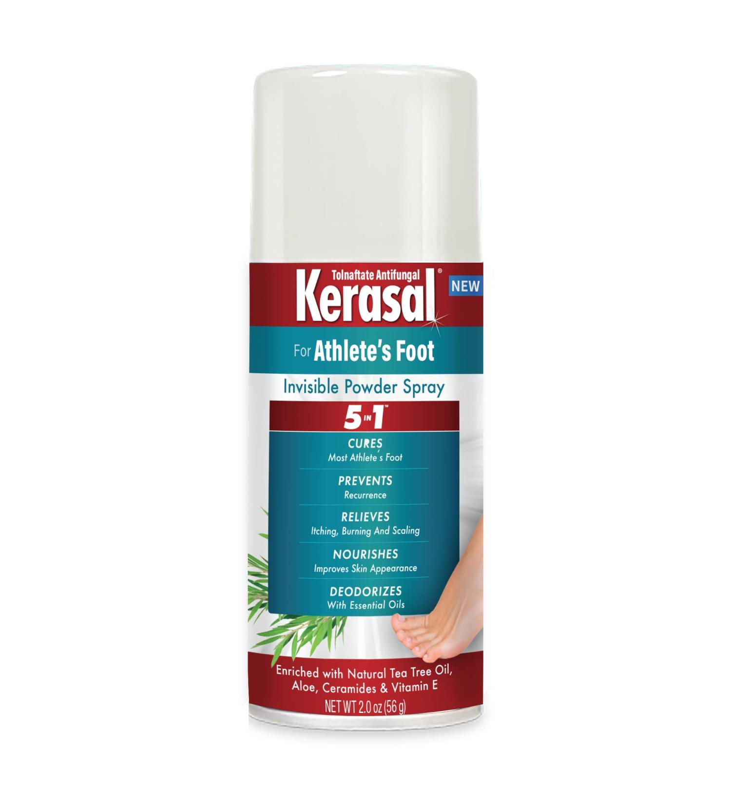 Kerasal 5-In-1 Athlete's Foot Invisible Powder Spray 2 oz - Powerful Athlete's Foot Spray - Buy Online on GoSupps.com