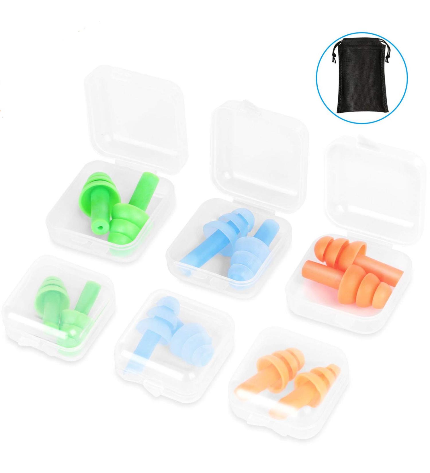 Nnrly Reusable Silicone Ear Plugs - Waterproof, Hypoallergenic, Noise Reduction for Hearing Protection - Ideal for Sleeping, Snoring, Swimming, Concerts - 6 Packs with Storage Bags - Buy Online on GoSupps.com
