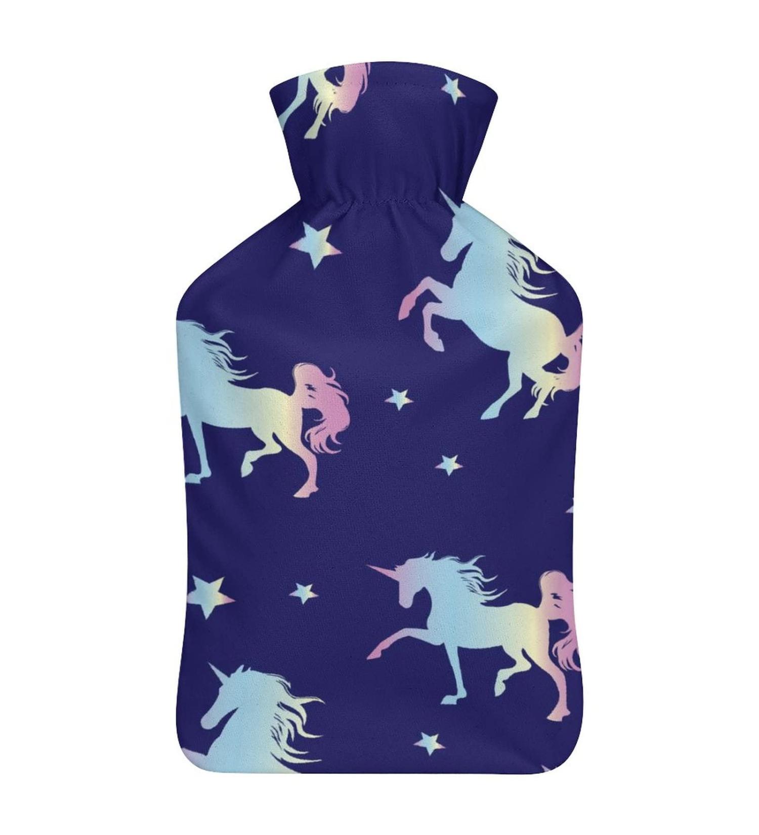 Unicorn & Star Pattern Heat Bottle | Rubber Hot Water Bag for Pain Relief Cramps & Foot Warmer - Buy Online on GoSupps.com