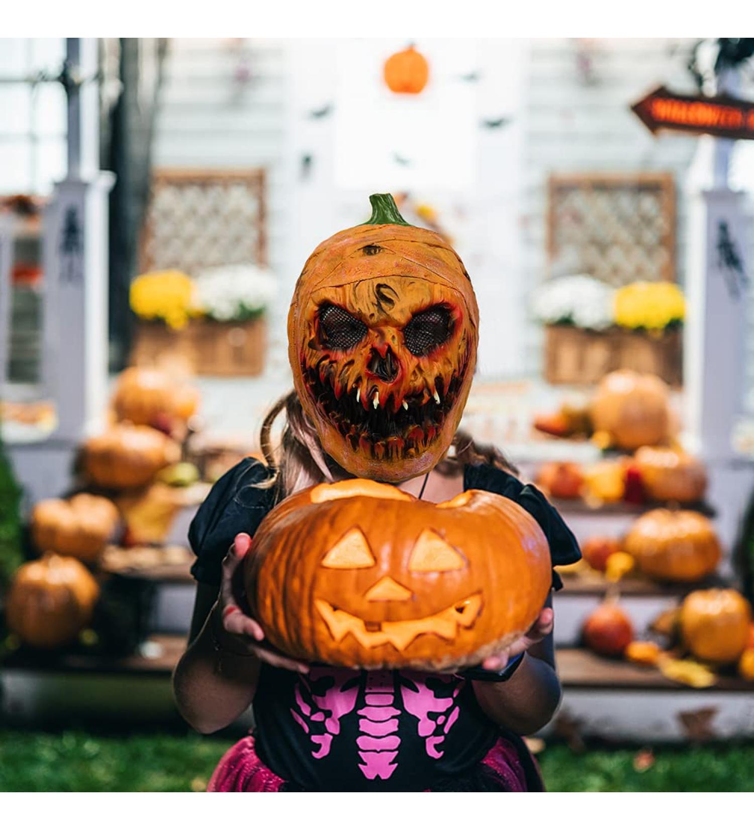 Halloween Creepy Latex Pumpkin Head Face Cover Novelty Scary Halloween Costume Party Props For Halloween Decoration Carnival Costume Party (A) shenruifabakcgvo4f5-27 - Buy Online on GoSupps.com