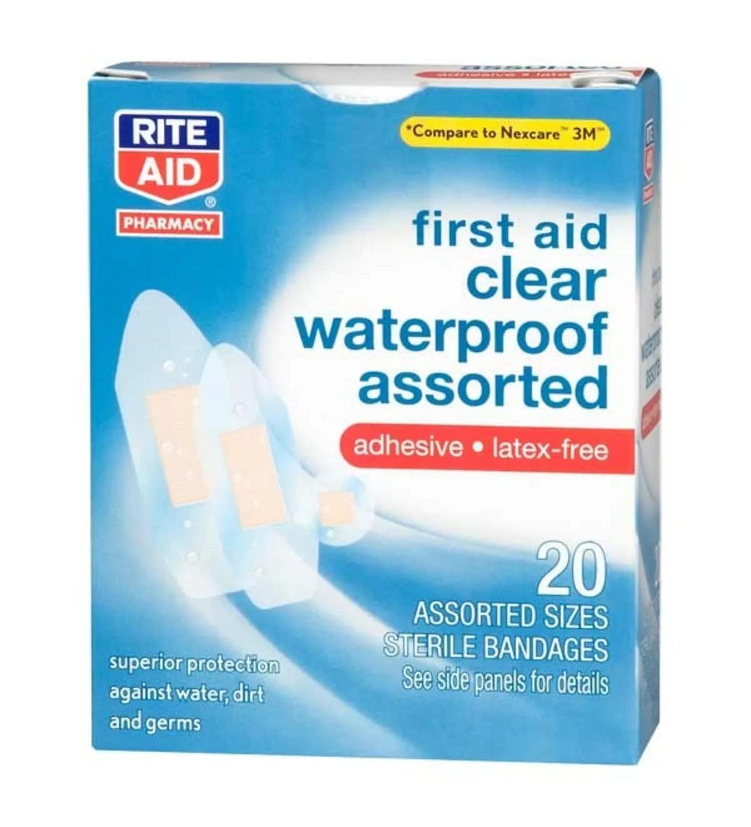 Clear Waterproof Sterile Adhesive Bandages - Assorted Sizes | 20 ct | Worldwide Shipping - Buy Online on GoSupps.com