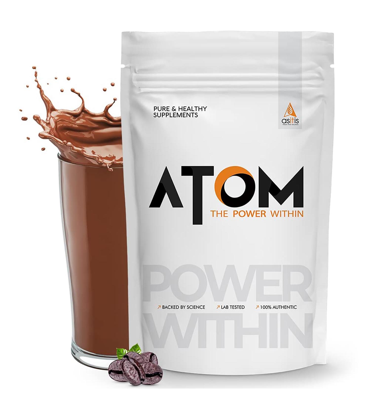 Asitis Nutrition Atom Whey Protein 1kg - USA Labdoor Certified 27g Protein Gluten-Free Digestive Enzymes Caf Latte Flavor - International Shipping Available - Buy Online on GoSupps.com