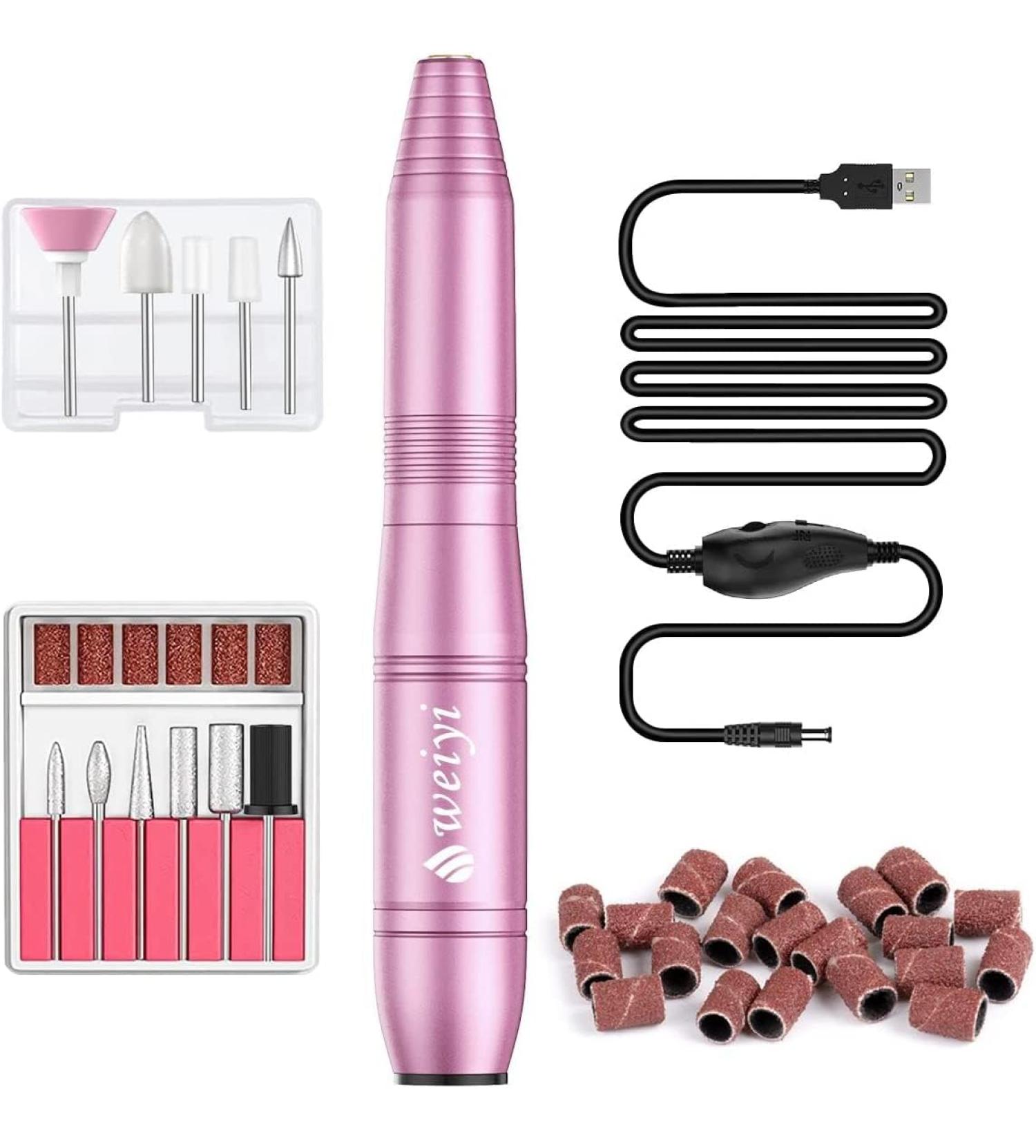 Weyi Nail Miller - 20 000 RPM Electric Nail File & 11-in-1 Manicure Set for Gel & Acrylic Nails | Adjustable Speed | Pink - Buy Online on GoSupps.com