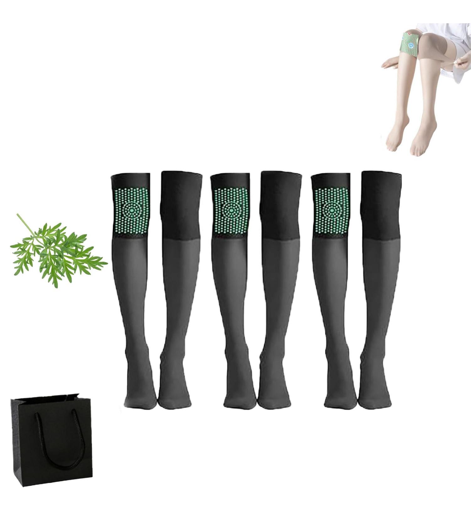 Ionic Correction Lymphatic Detox Long Tube Silk Stocking & Mugwort Acupressure Socks - Black Stretch Detox Socks for Wellness - Buy Online on GoSupps.com