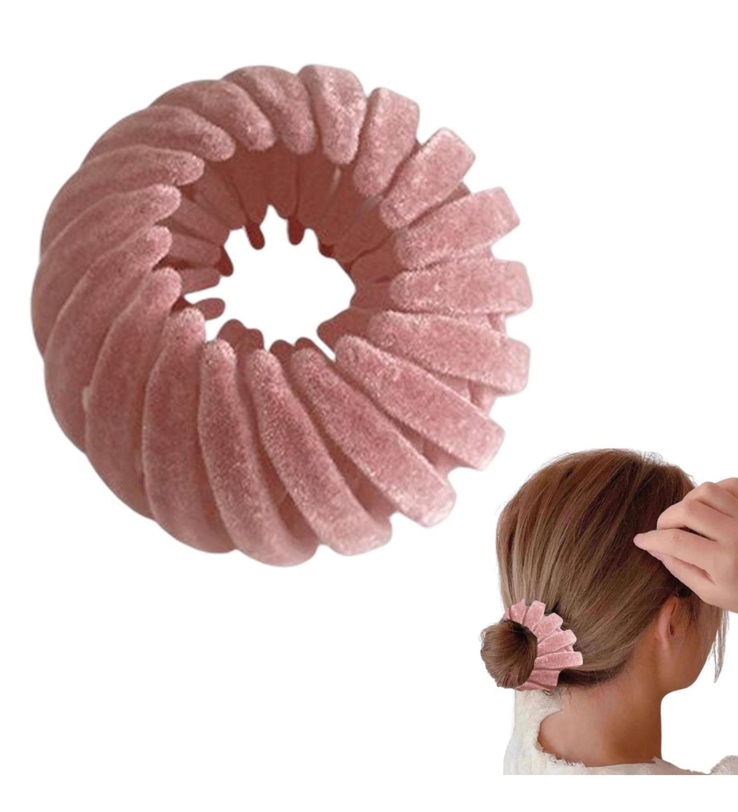 Birds Nest Hair Clip - Velvet Expandable Holder Hair Claw Ponytail Holder Hair Accessories Lazy Bird's Nest Plate Hairpin Quick Hair Banding Tool Women Curly Thick Hair Accessories Light Pink - Buy Online on GoSupps.com
