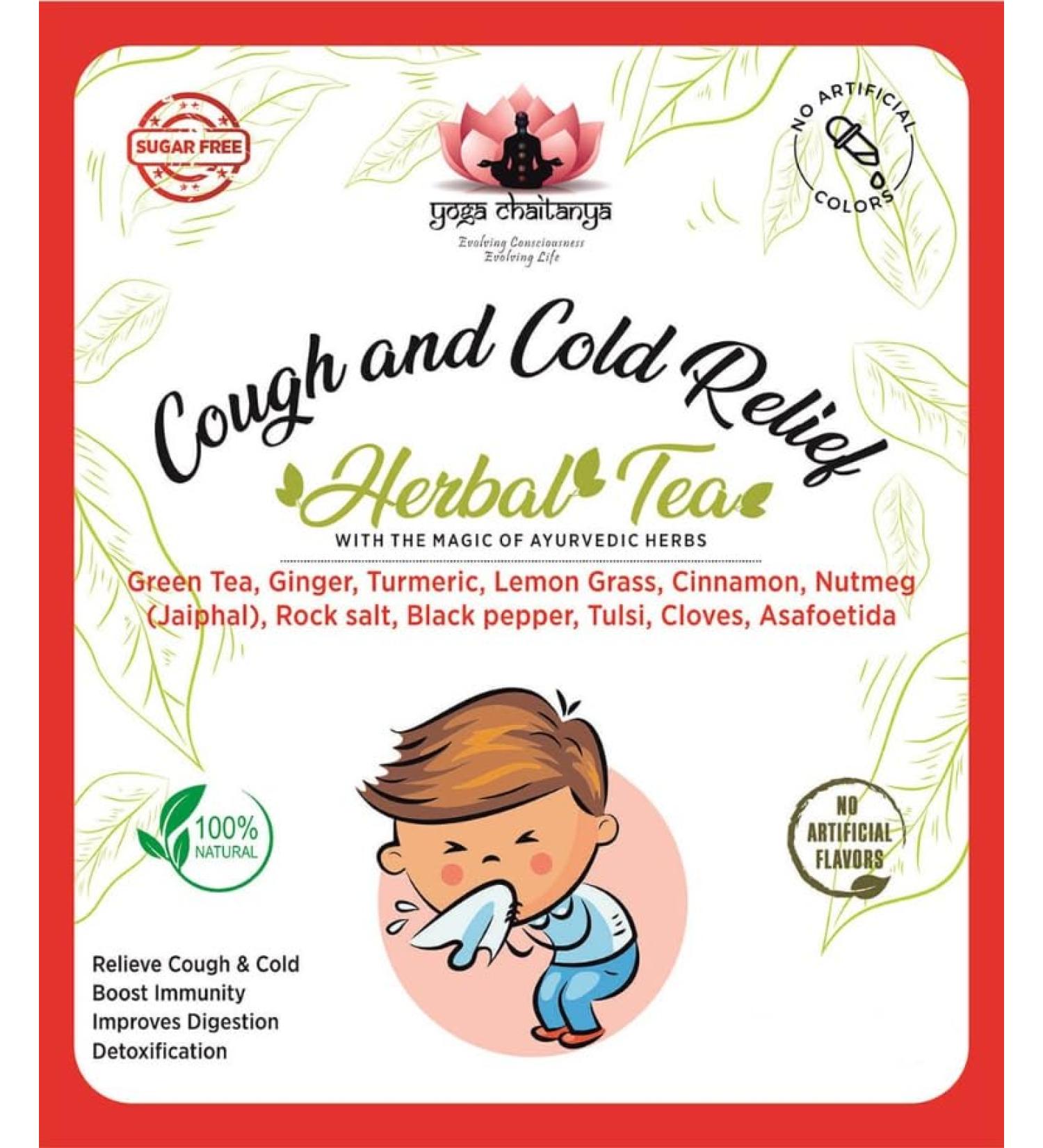 Yoga Chaitanya-Cough and Cold Relief Herbal Tea-Loose Leaf (10 gm) - Buy Online on GoSupps.com