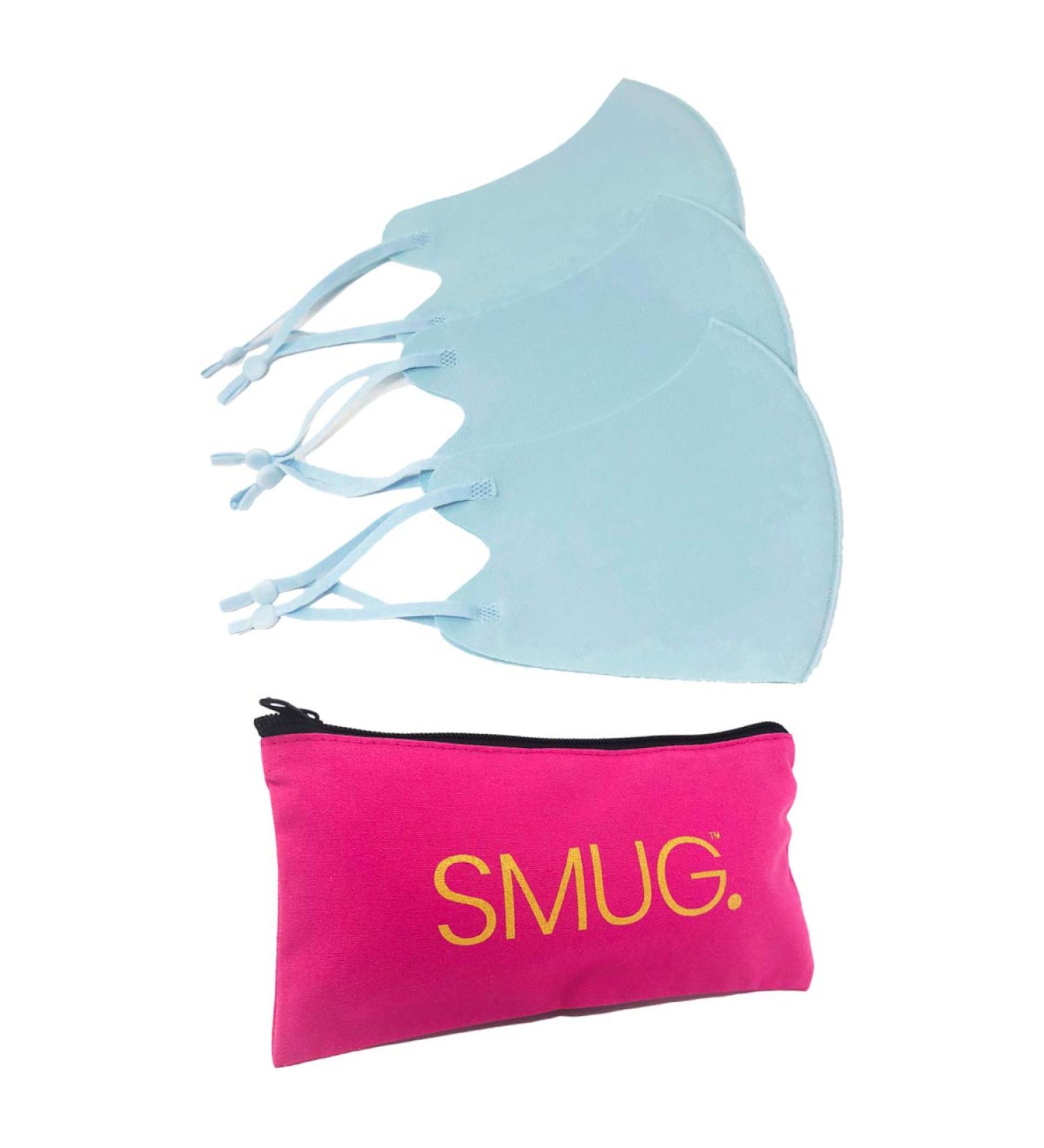 Buy SMUG Adjustable & Washable Facial Protection 3-Pack | Anti-Slip Nose & Mouth Masks | Premium Fabric | Fashionable Skin-Friendly Cloth Set with Black Bag - Blue - Buy Online on GoSupps.com
