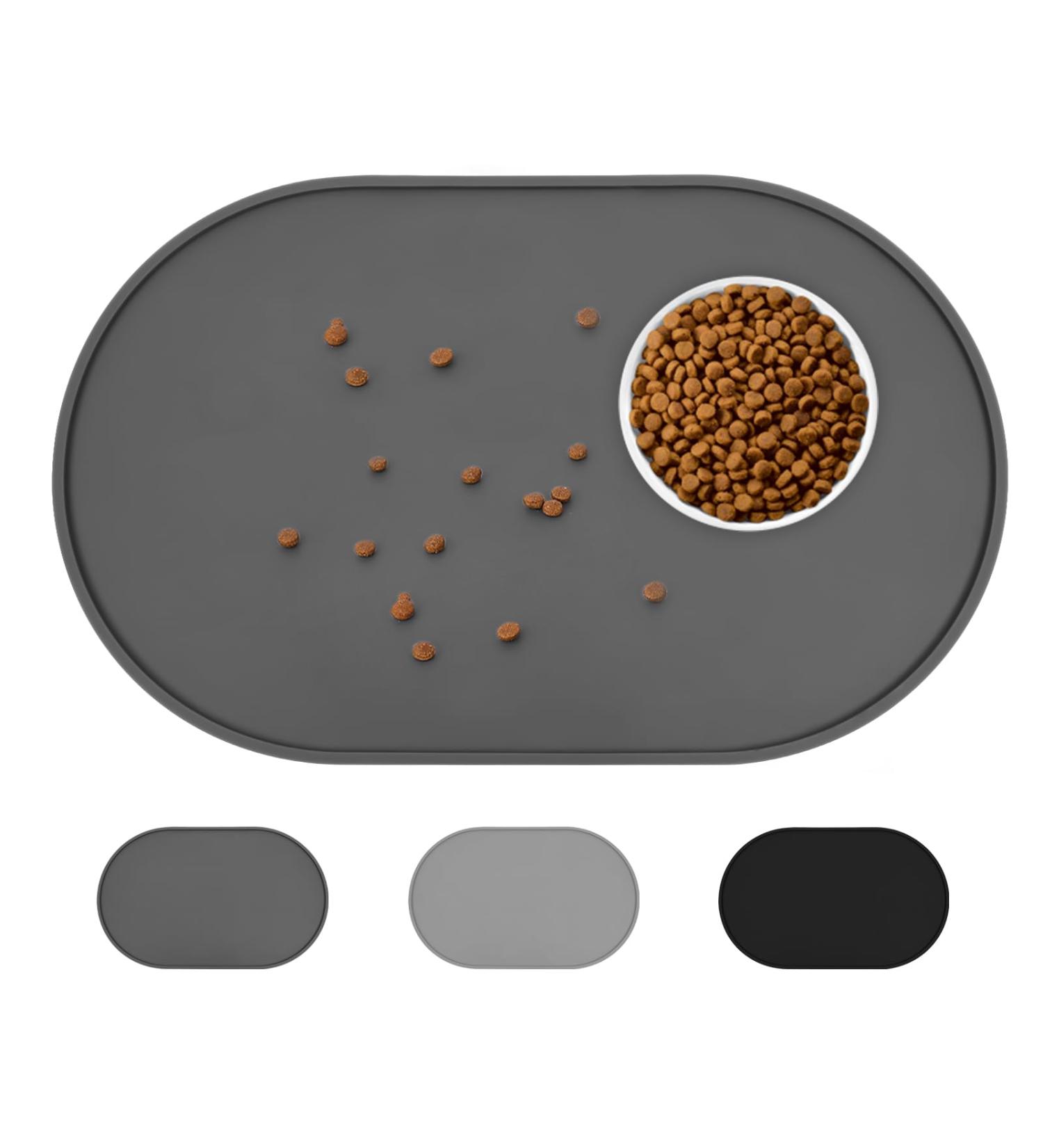 LDYOEN Dog & Cat Bowl Underlay - Waterproof Silicone Feeding Mat 48x30cm - Slip-Resistant Dark Gray - Buy Online on GoSupps.com