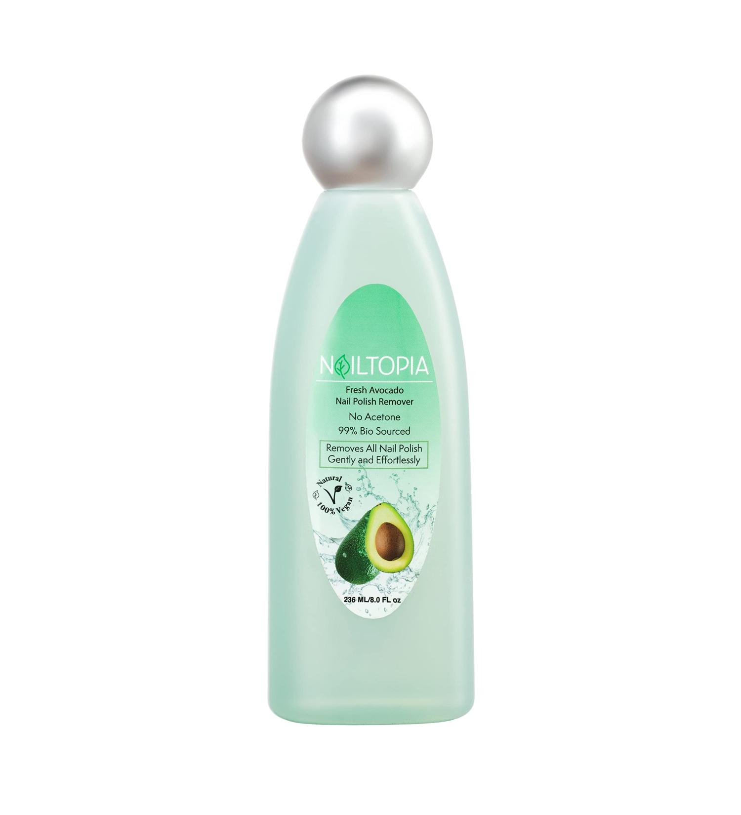 Nailtopia Fresh Avocado Nail Polish Remover - 8 oz - Gentle & Non-Toxic Acetone-Free Formula for Softening Cuticles & Strengthening Nails - Buy Online on GoSupps.com