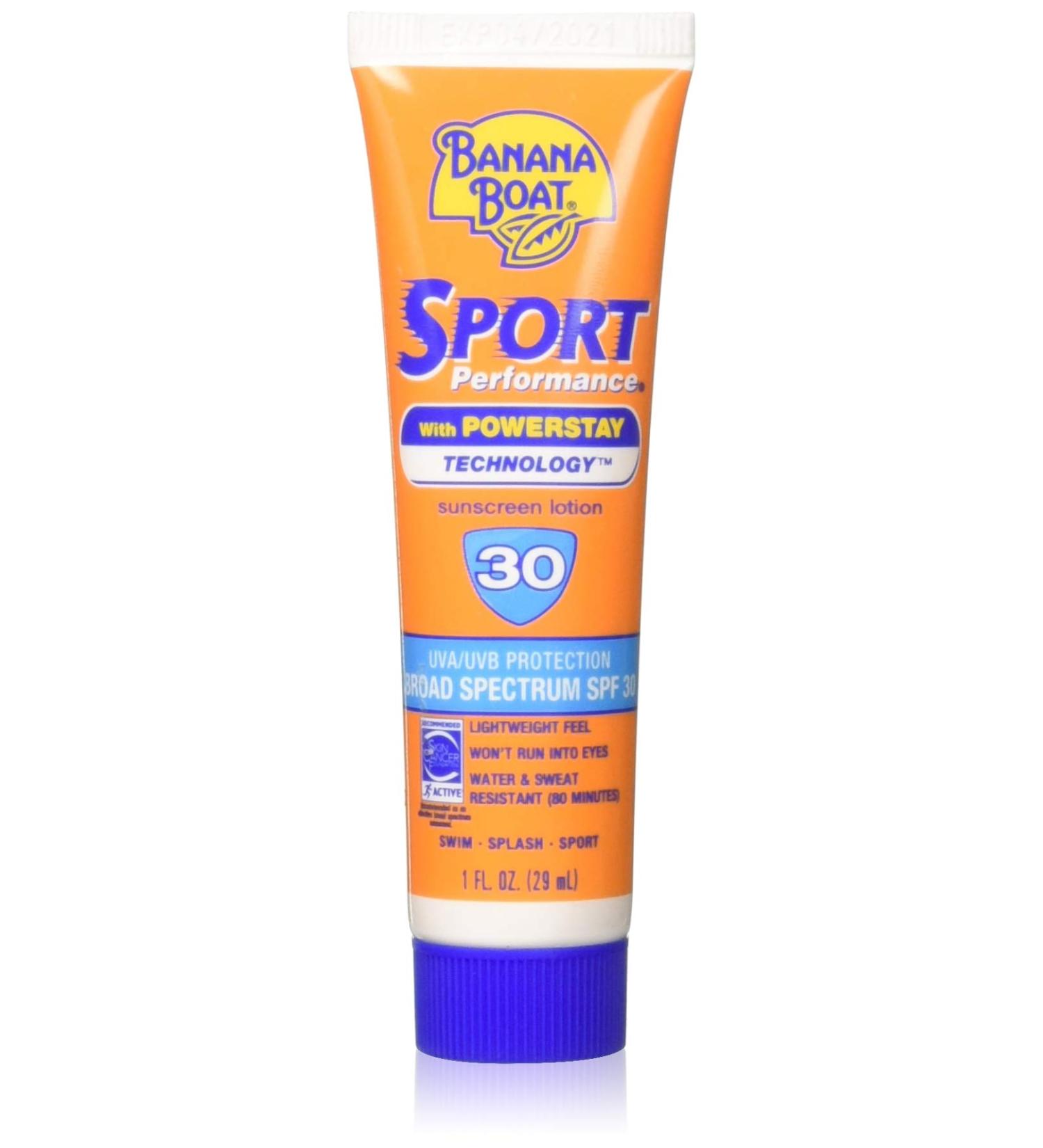 Banana Boat Sport Ultra SPF 30 1oz Travel Size Sunscreen Lotion | Oxybenzone Free Sunblock - Buy Online on GoSupps.com