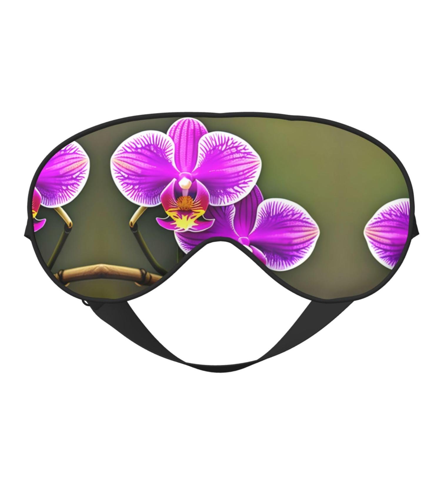 Orchid Flower Print Eye Mask - Ultra-Soft Light-Blocking for Comfort & Restful Sleep | International Shipping Available - Buy Online on GoSupps.com