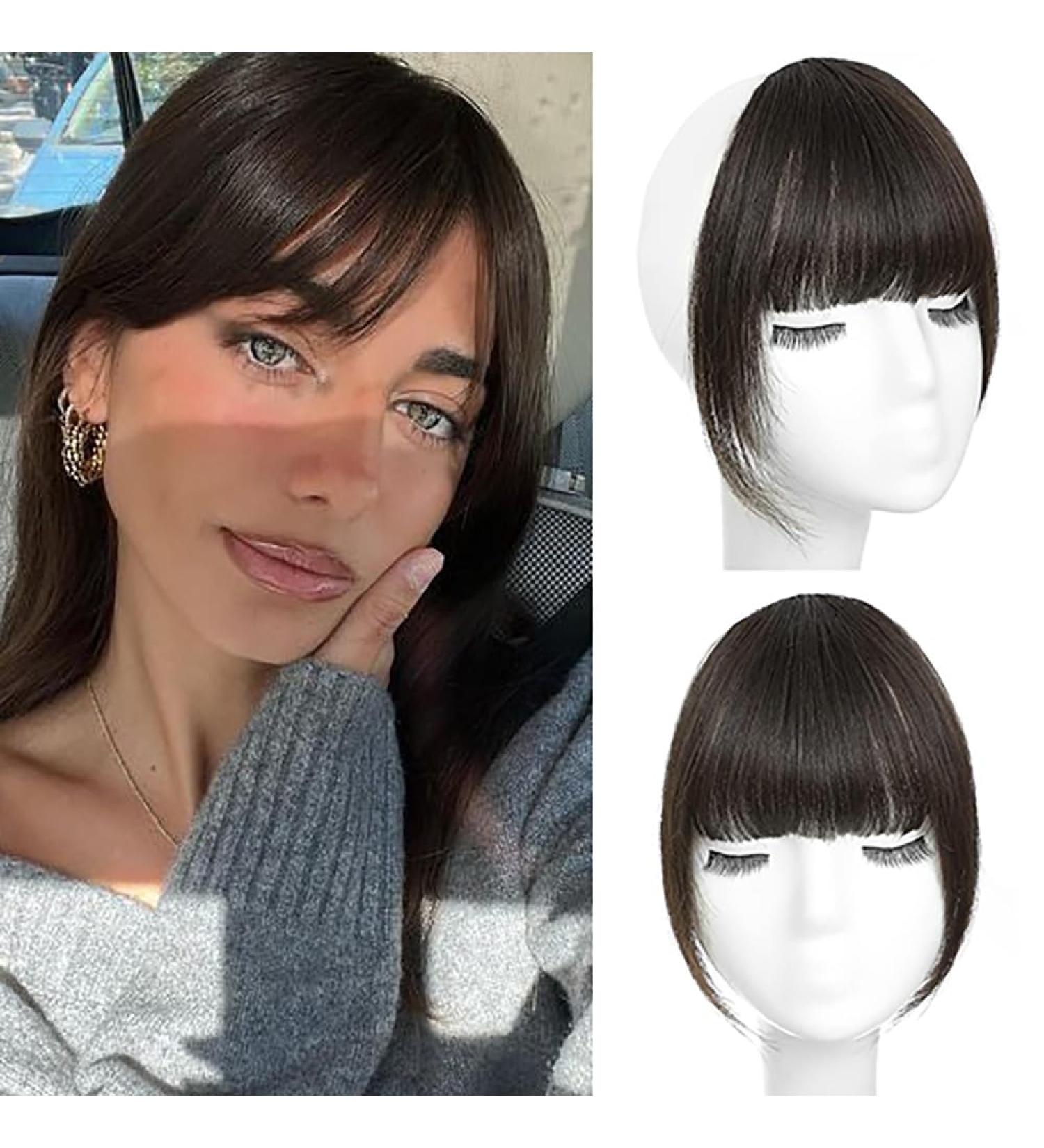 Buy Clip-in Bangs - 100% Real Human Hair Extensions | Wispy Bangs for Women | Natural Black Fringe Hairpieces - Buy Online on GoSupps.com