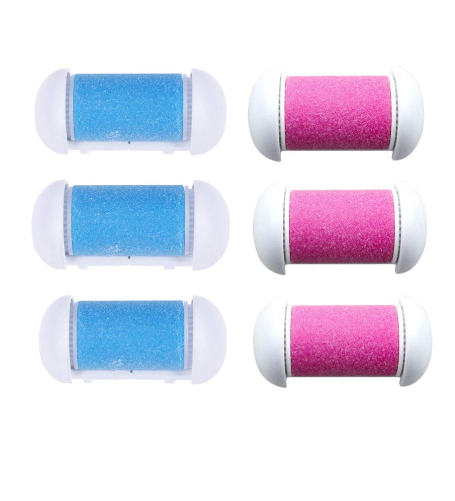 Solustrie 6 Pack Rough Replacement Roller Heads for Pedi Perfect - Effective Pedicure Tool for Hard Skin & Corn Removal - Pink & Blue - Buy Online on GoSupps.com