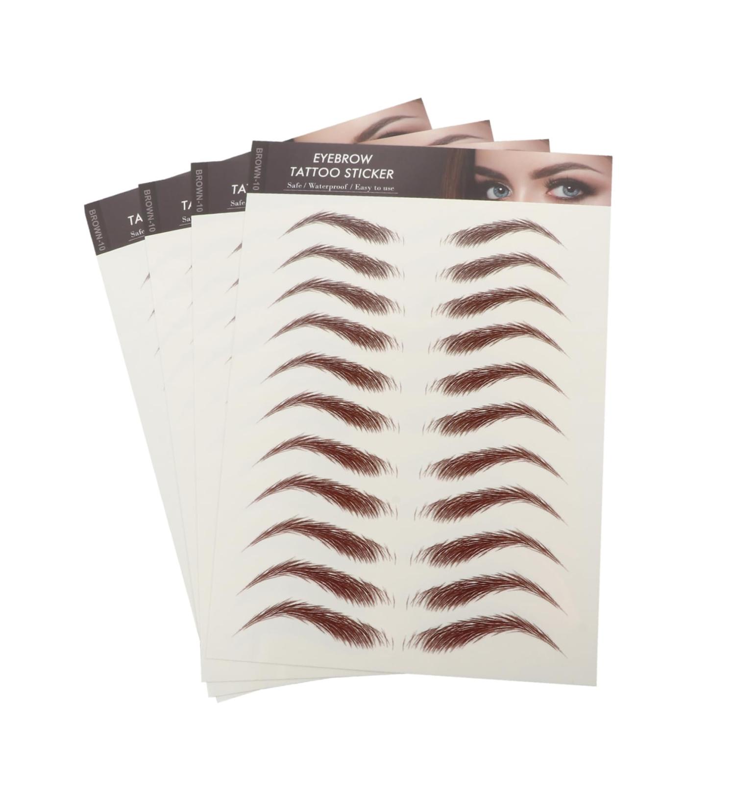 Mipcase 4 Sheets Waterproof Eyebrow Stickers Fake Eyebrow Stickers Eyebrow Tool Make up 6 Stickers 21x14.8cm Brown - Buy Online on GoSupps.com