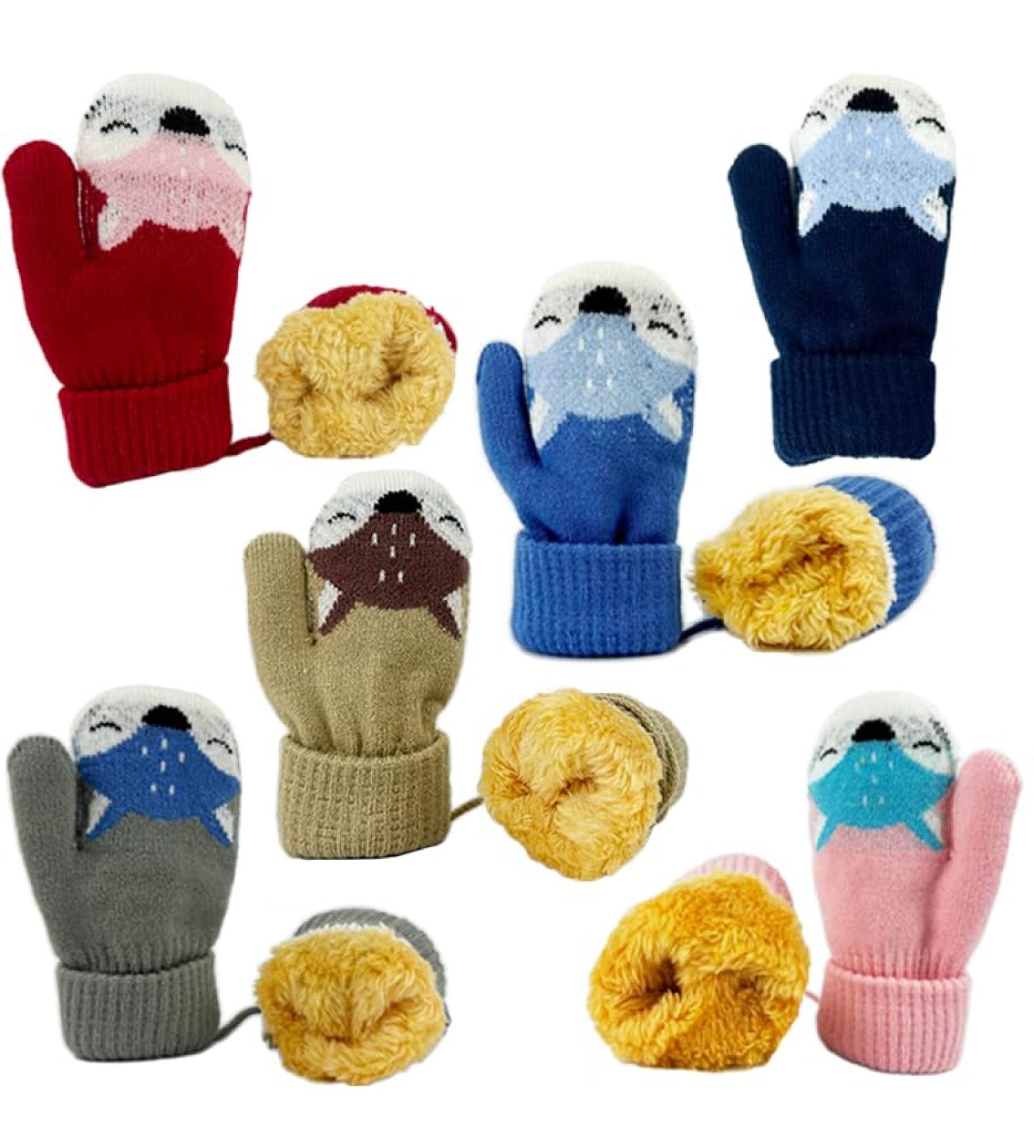BEISIJIA Toddler Kids Cartoon Winter Mittens with String - 6 Color Options - Buy Online on GoSupps.com