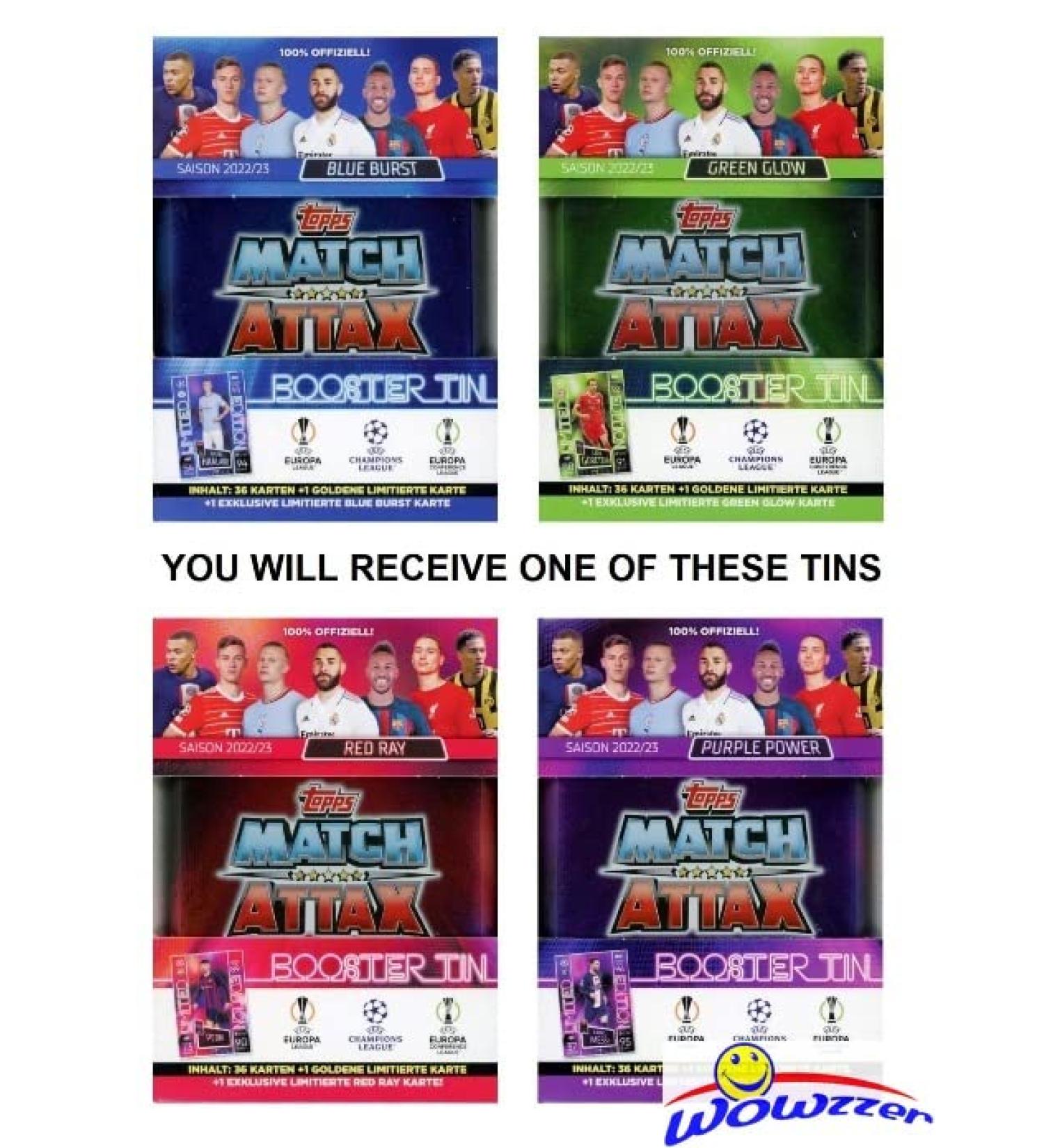 2022/23 Topps Match Attax Champions League Soccer Collector's Booster TIN - (2) Limited Edition Cards Inside! Featuring Haaland, Ronaldo, Messi, Mbappe, Pedri & More - 38 Cards Included! - Buy Online on GoSupps.com