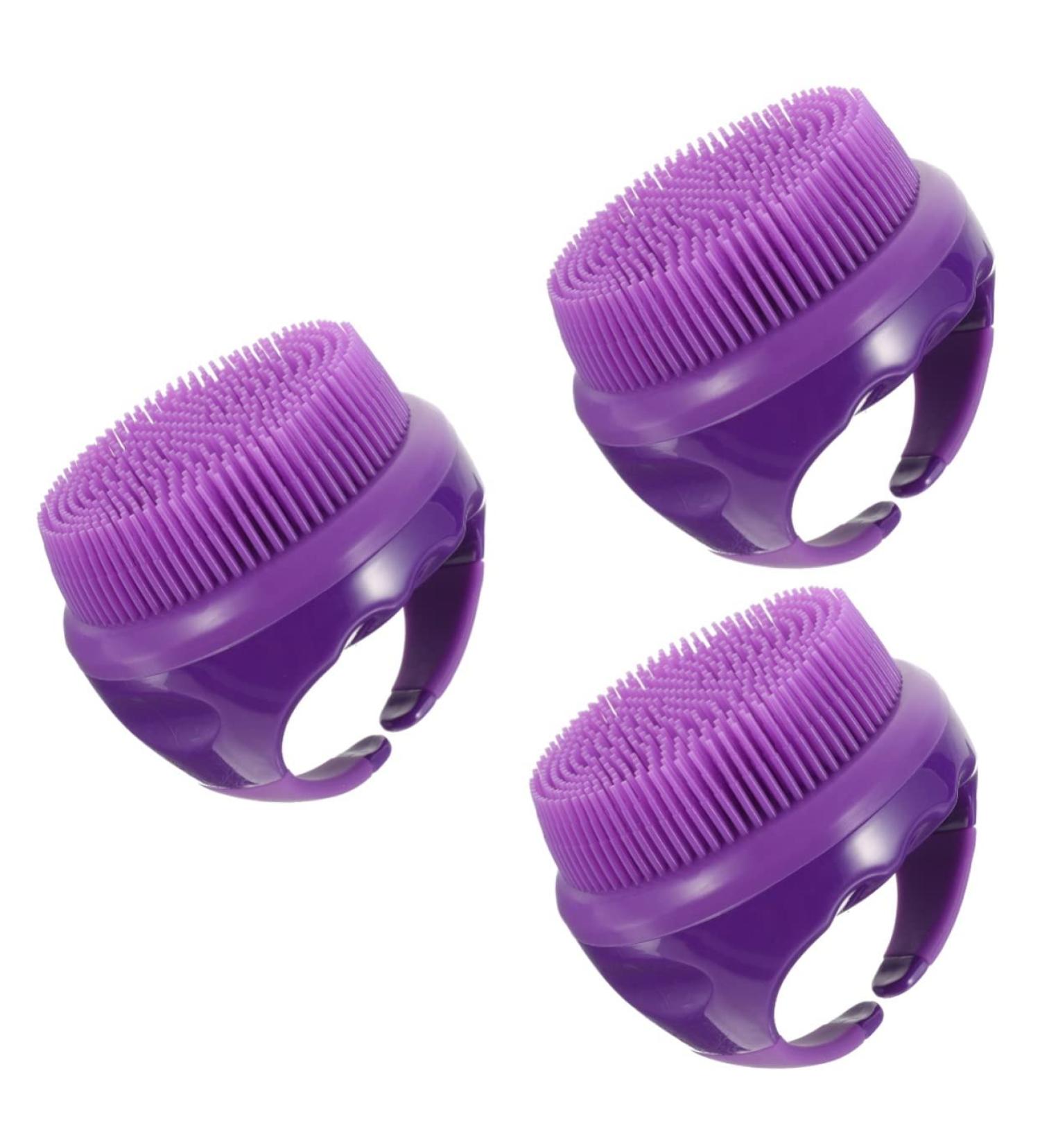 COHEALI Men's Silicone Bath Brush Set - Portable Body Scrubber & Massager for Exfoliation - Purple 9x8cm - 3pcs - Buy Online on GoSupps.com