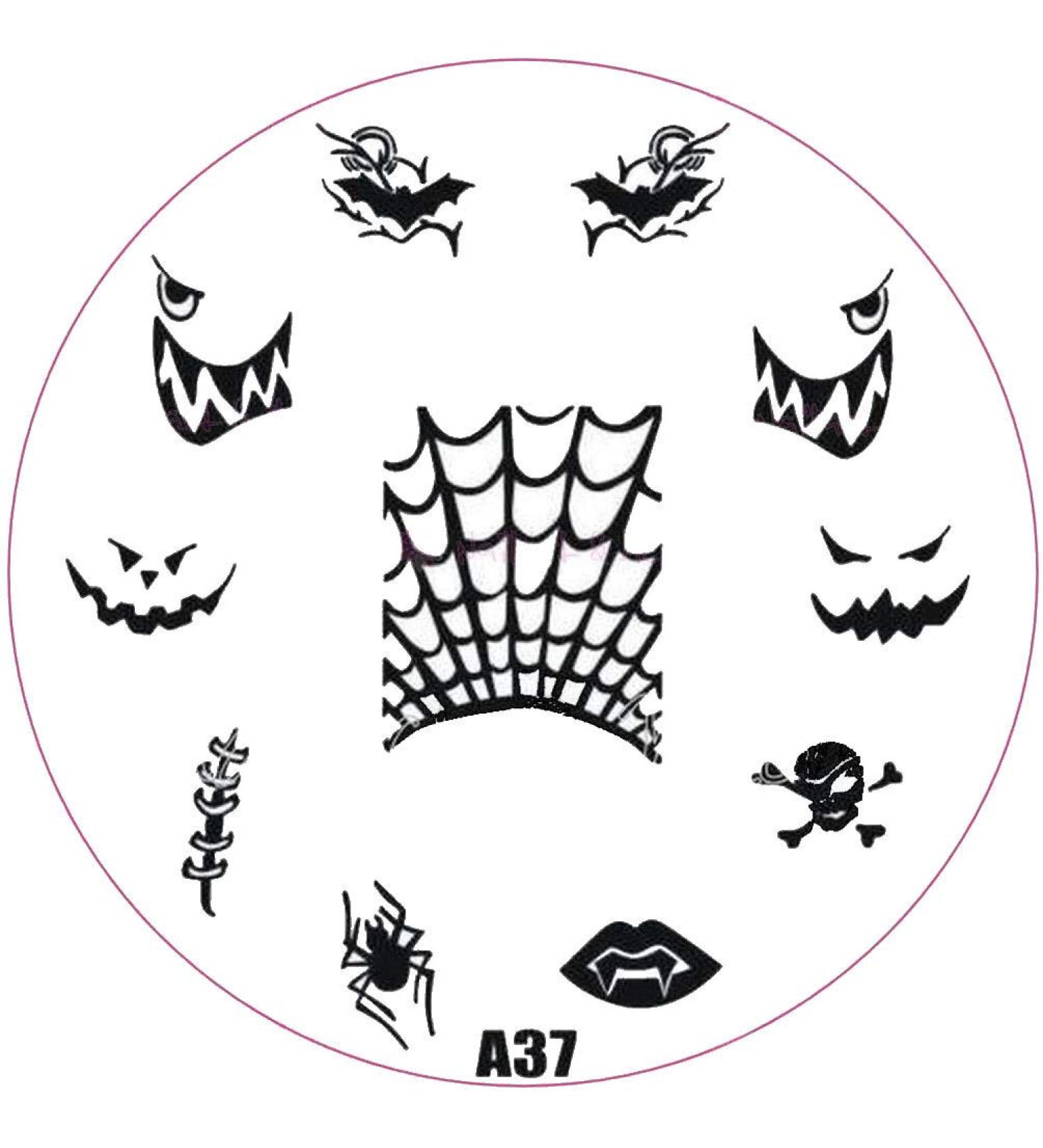 ++SPECIAL ITEM++ Stamping stencil A-Series: A37 spider web bat skull Dracula Halloween spider pumpkin face scar