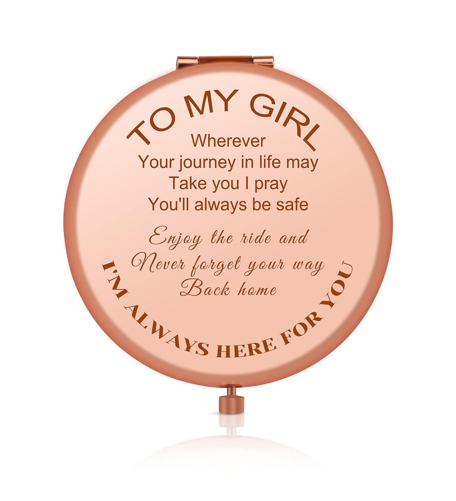 Jielahua to My Girl Compact Makeup Mirror - Inspirational Gift for Daughter, Granddaughter, Niece - Birthday, Graduation, Wedding Ideas for Girls & Teens - Buy Online on GoSupps.com