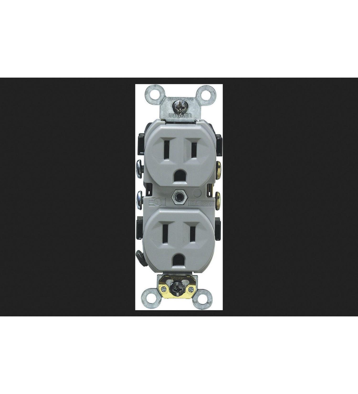 Leviton S04-Cr15-Gs 15a 125v Gray Commercial Grade Duplex Receptacle