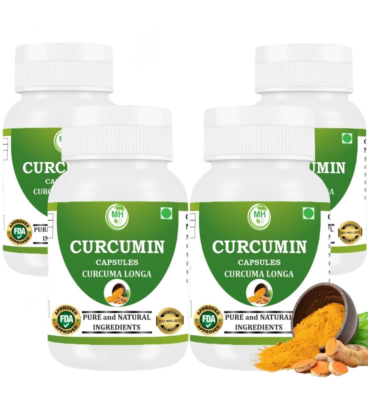 Morsan Healthcare Curcumin Capsules 500 mg | Turmeric Extract | 60 Veg Capsules | Herbal Supplement | Non-GMO | Gluten Free | No Artificial Additives (Pack of 4) - Buy Online on GoSupps.com