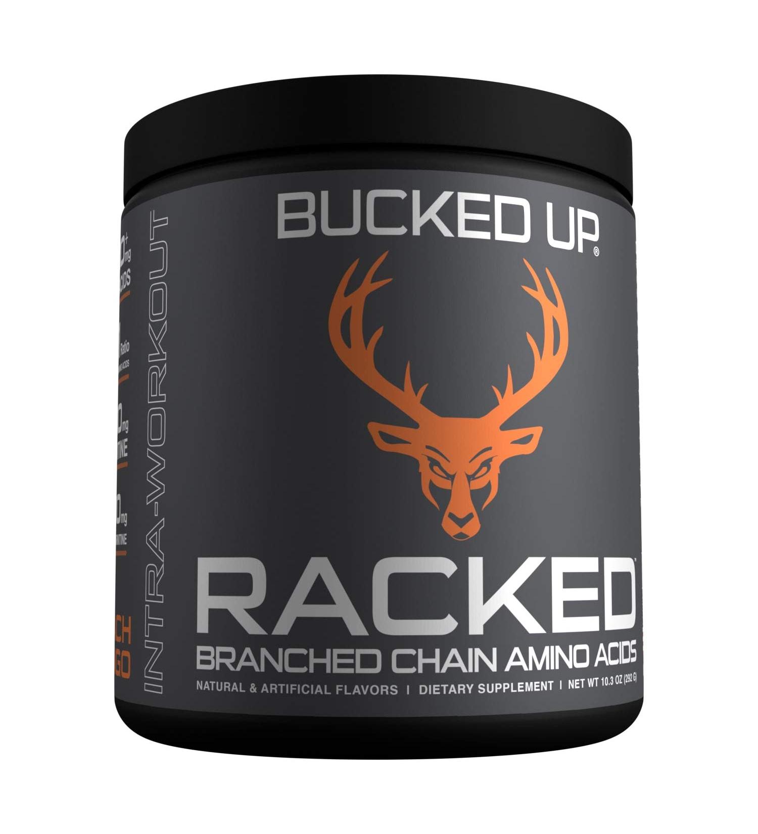 RACKED Branch Chained Amino Acids with L-Carnitine & GBB | Peach Mango Flavor | 30 Servings - Energizing BCAAs Powder - Buy Online on GoSupps.com